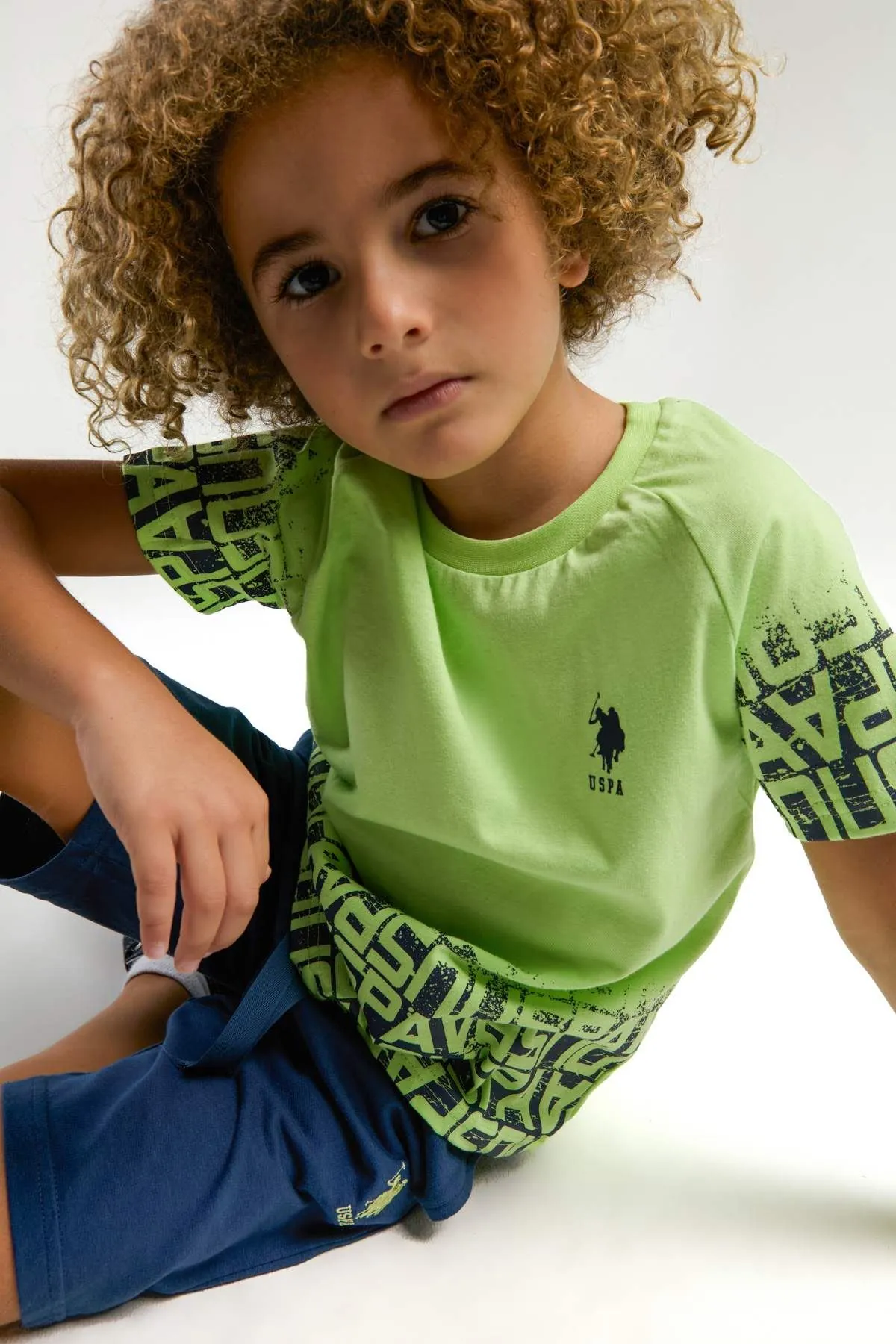 4-15 Yaş Lisanslı Us Polo ASSN Erkek Çocuk Takım-Yeşil