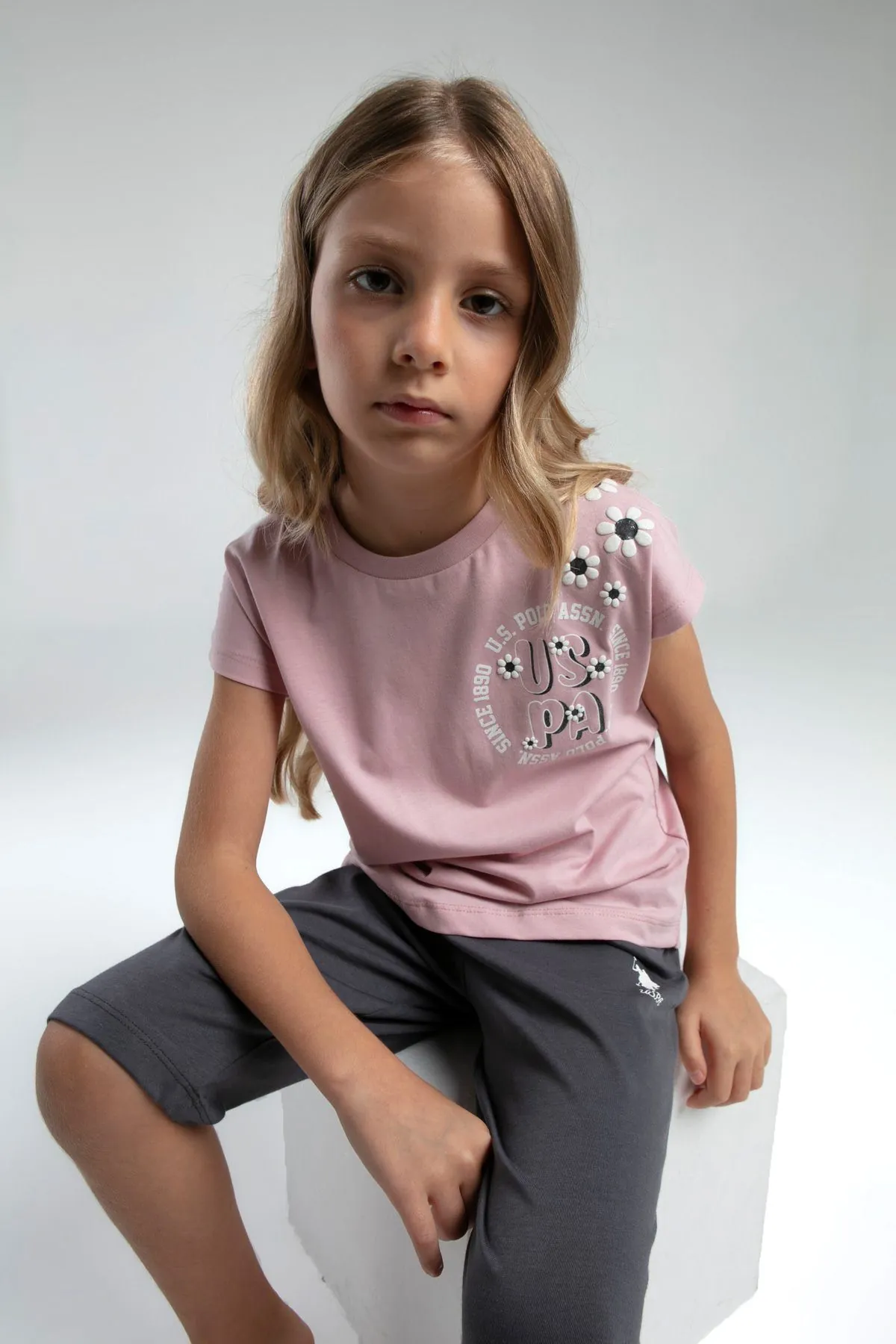 4-15 Yaş Lisanslı Us Polo ASSN Kız Çocuk Takım-Pembe
