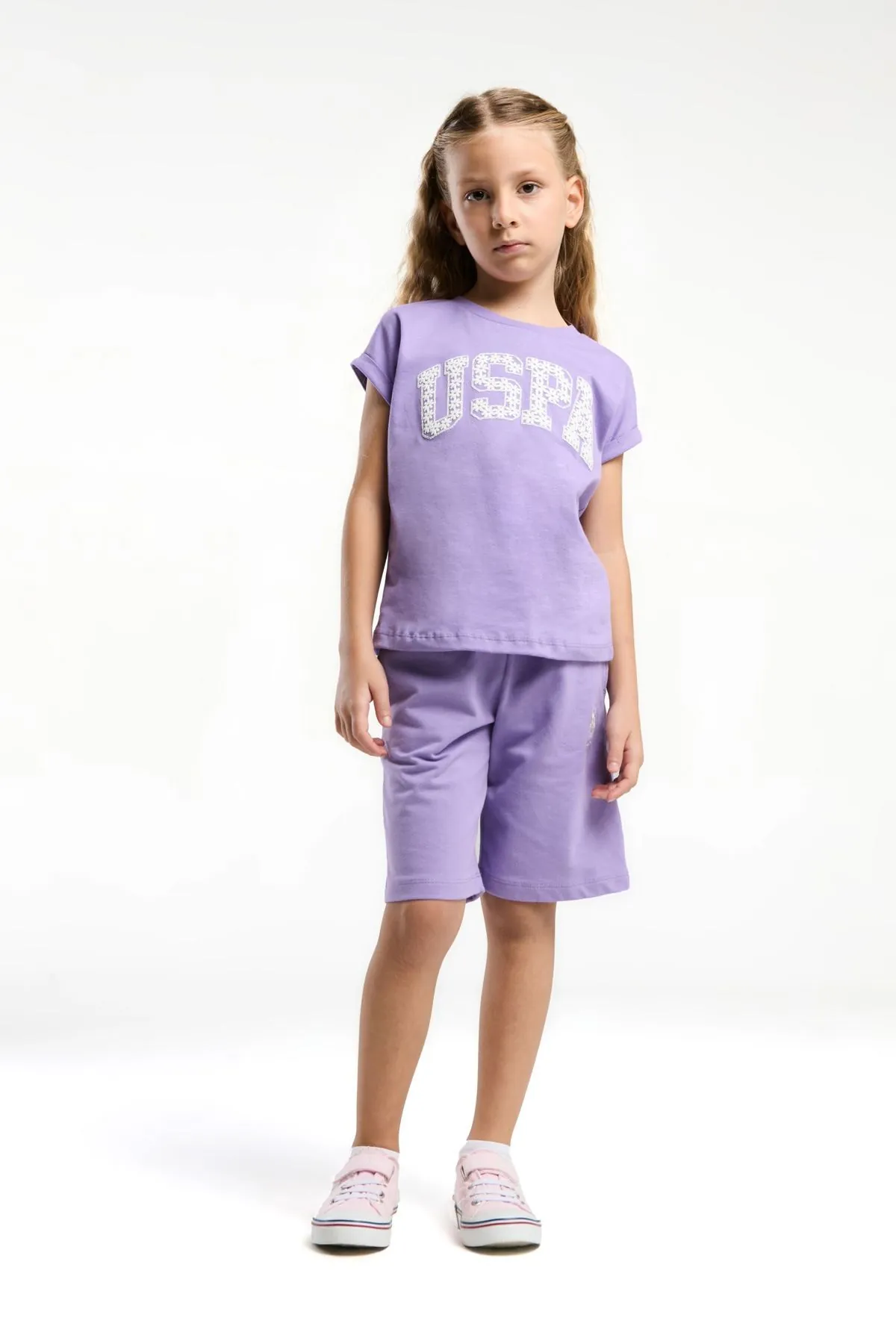 4-15 Yaş Lisanslı Us Polo ASSN Kız Çocuk Takım-Lila