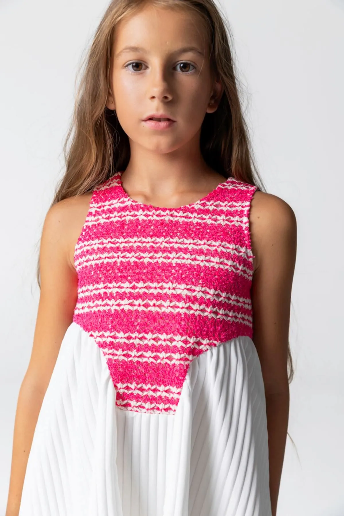 4-12 Yaş Pink Love Kız Çocuk Elbise-Pembe