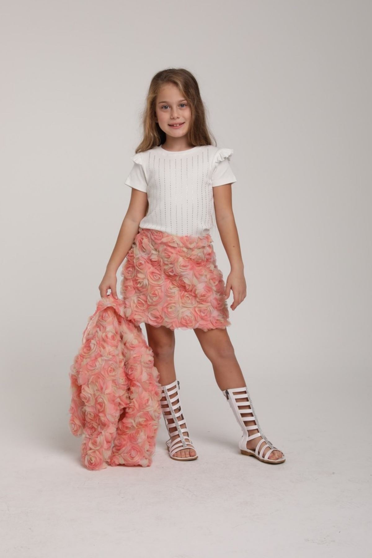 5-9 Yaş Premium Love Grasse Kız Çocuk Takım-Mercan