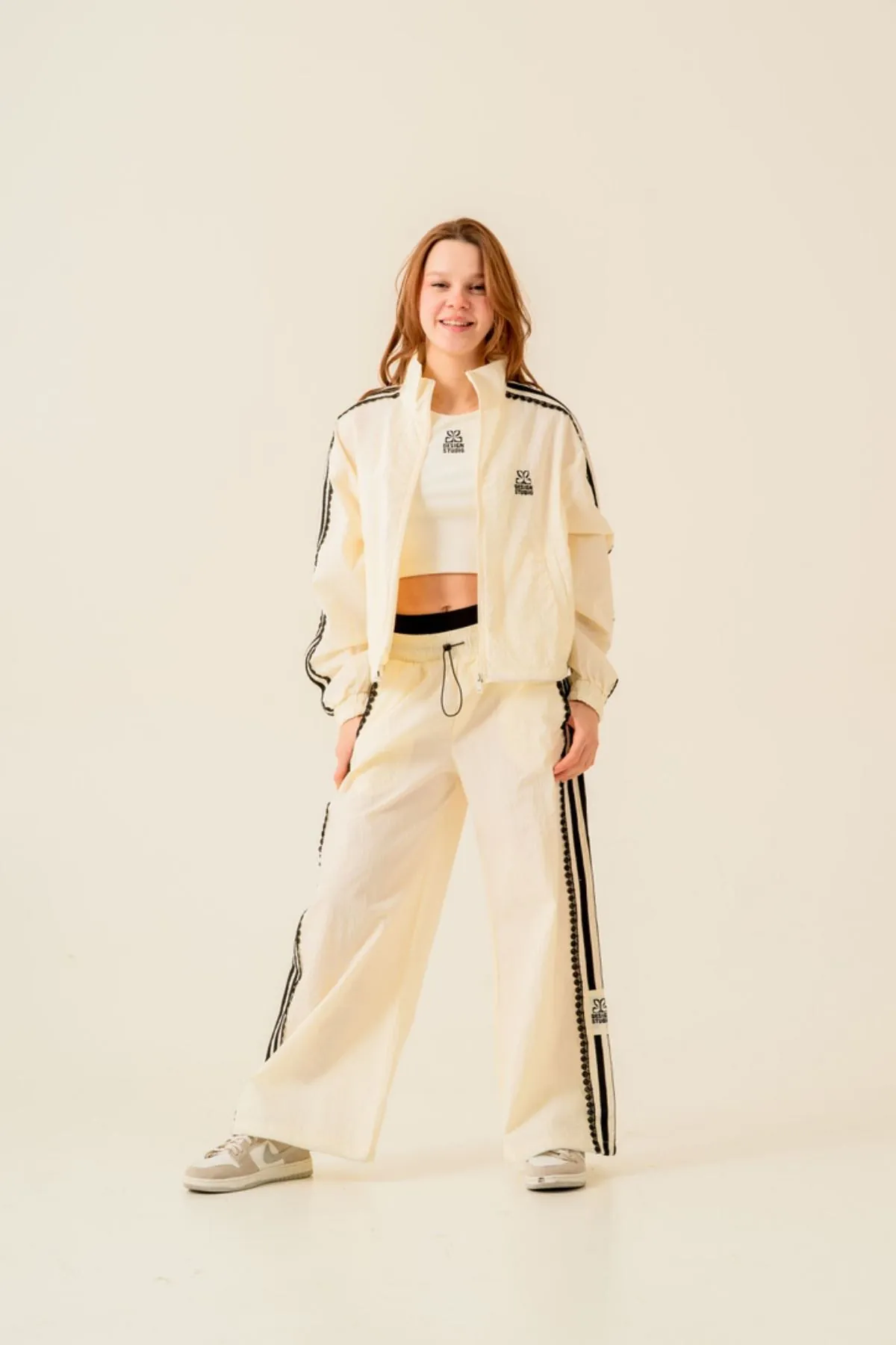 9-15 Yaş Design Berceste Sport Kız Çocuk Takım-Krem