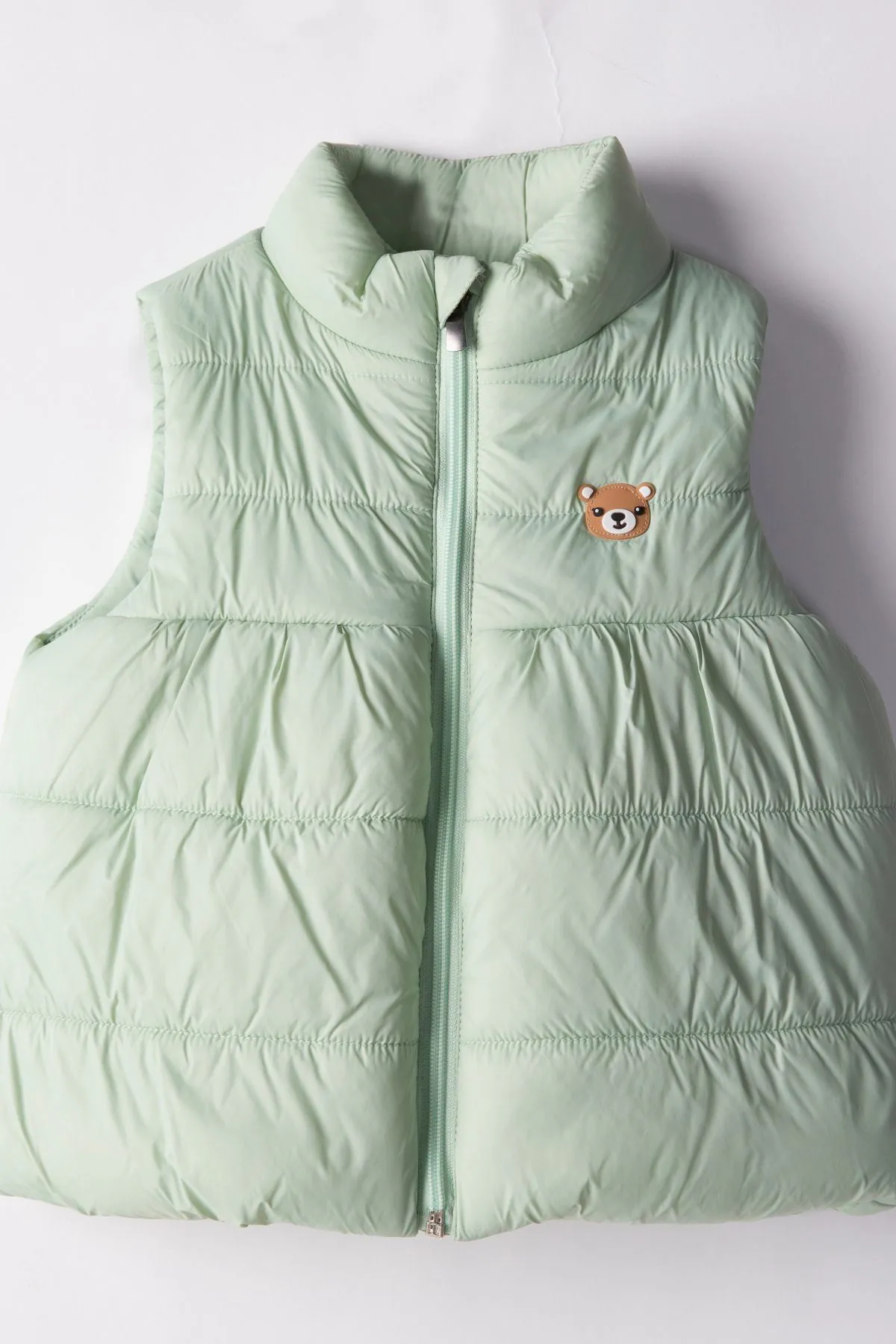1-10 Yaş Happy Bear Kız Çocuk Dolgulu Şişme Yelek-Yeşil