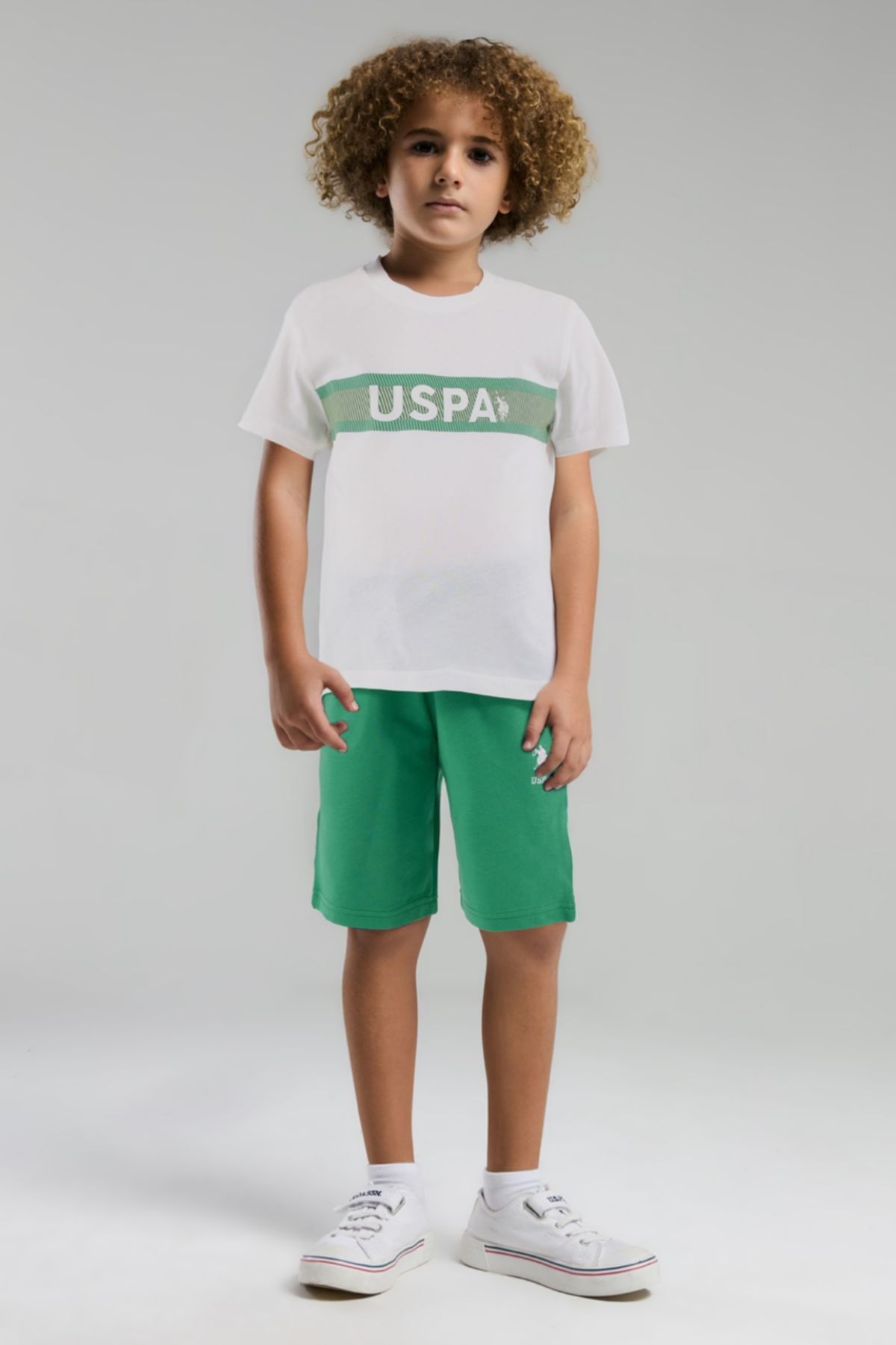 4-15 Yaş Lisanslı Us Polo Assn Erkek Çocuk Takım-Beyaz