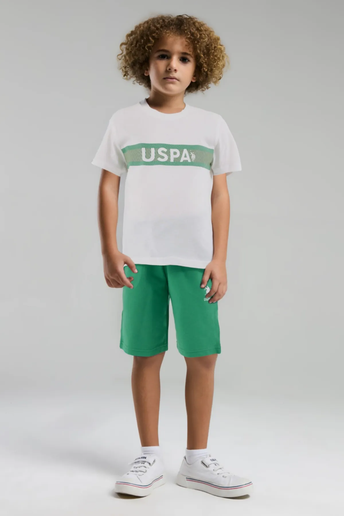 4-15 Yaş Lisanslı Us Polo Assn Erkek Çocuk Takım-Beyaz