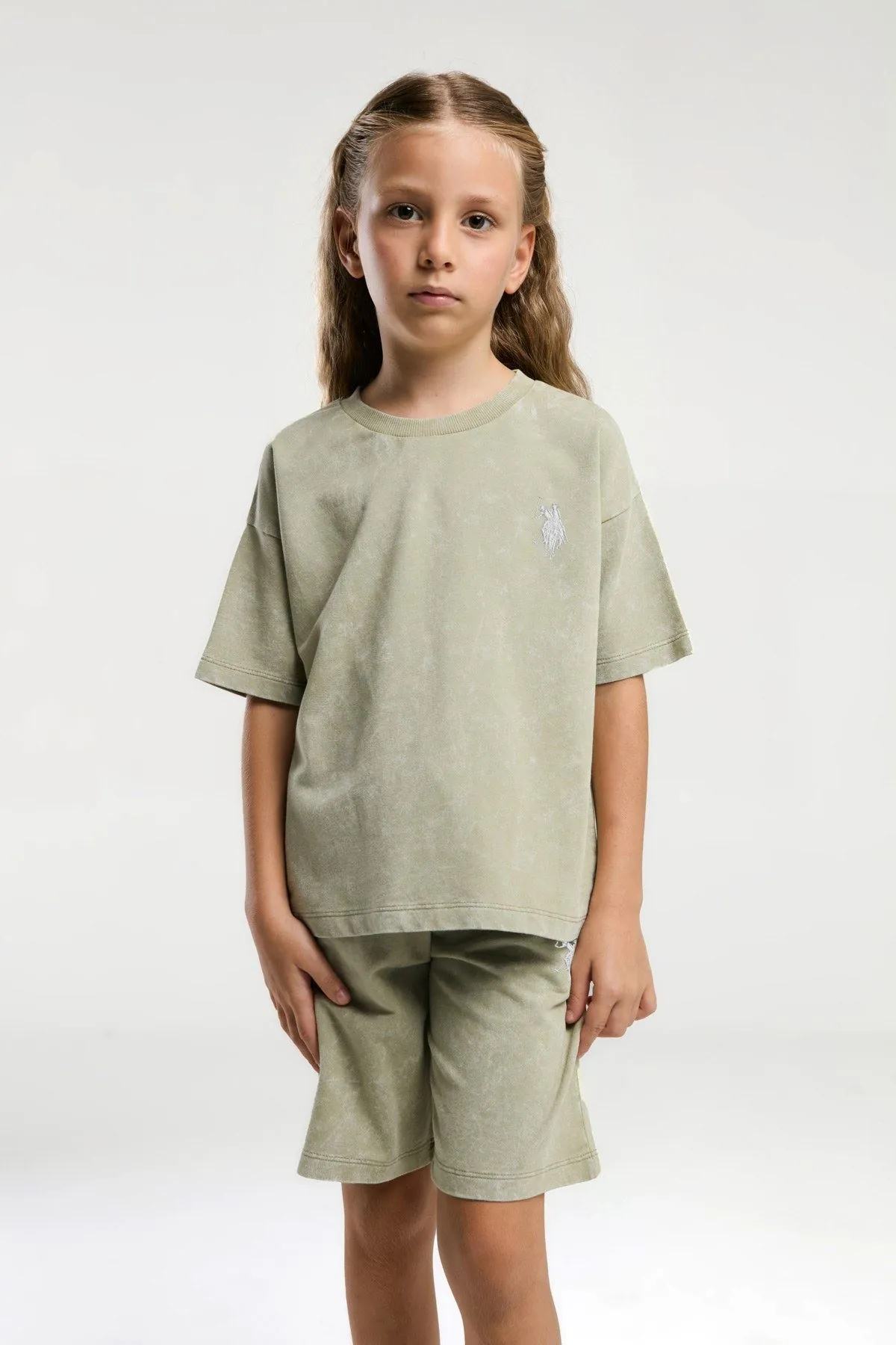 4-15 Yaş Lisanslı Us Polo Assn Kız Çocuk Takım-Haki