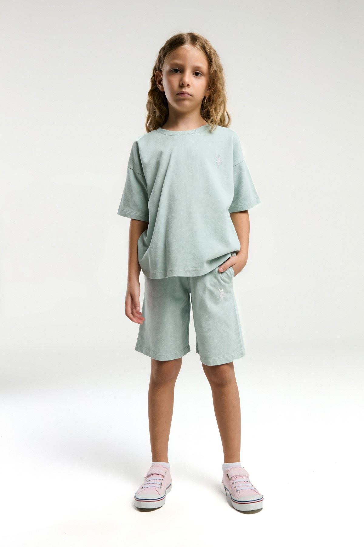 4-15 Yaş Lisanslı Us Polo Assn Kız Çocuk Takım-Su Yeşili