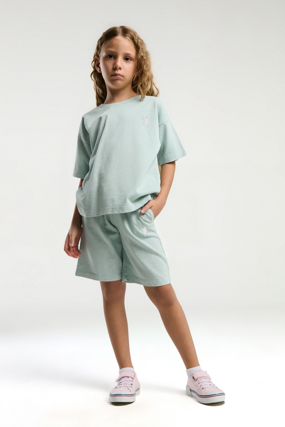 4-15 Yaş Lisanslı Us Polo Assn Kız Çocuk Takım-Su Yeşili
