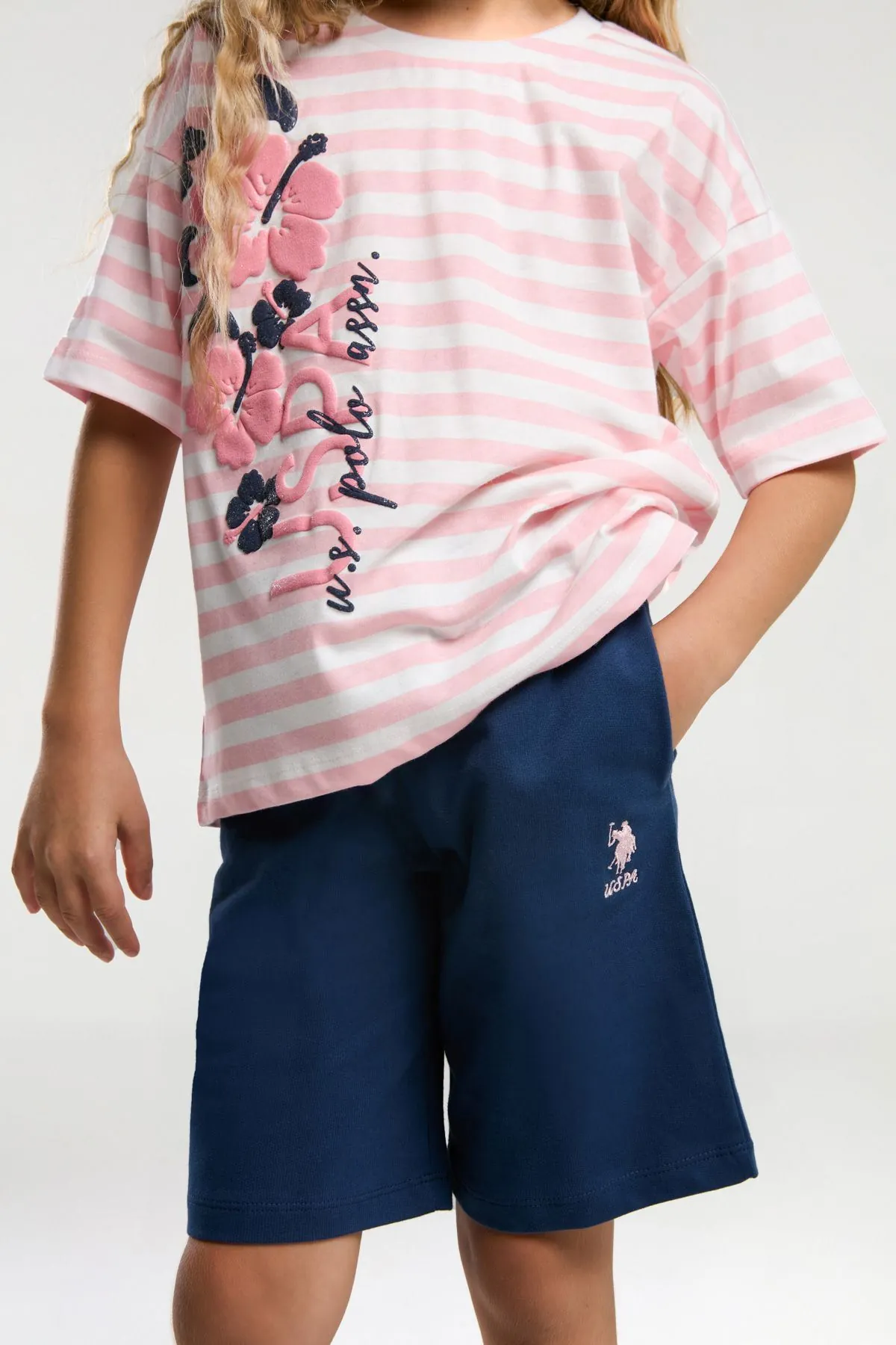 4-15 Yaş Lisanslı  Us Polo Assn Kız Çocuk Takım-Somon