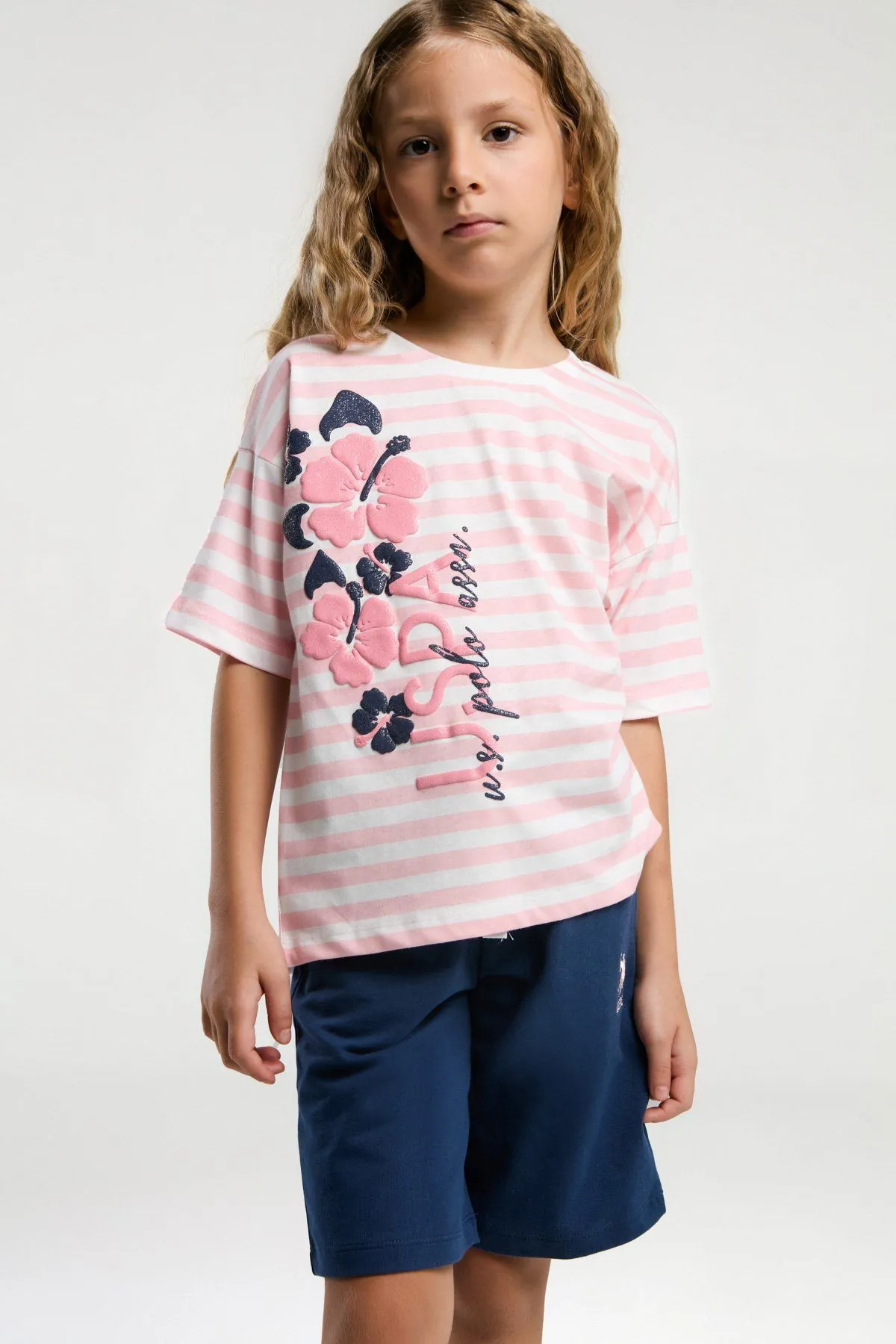 4-15 Yaş Lisanslı  Us Polo Assn Kız Çocuk Takım-Somon