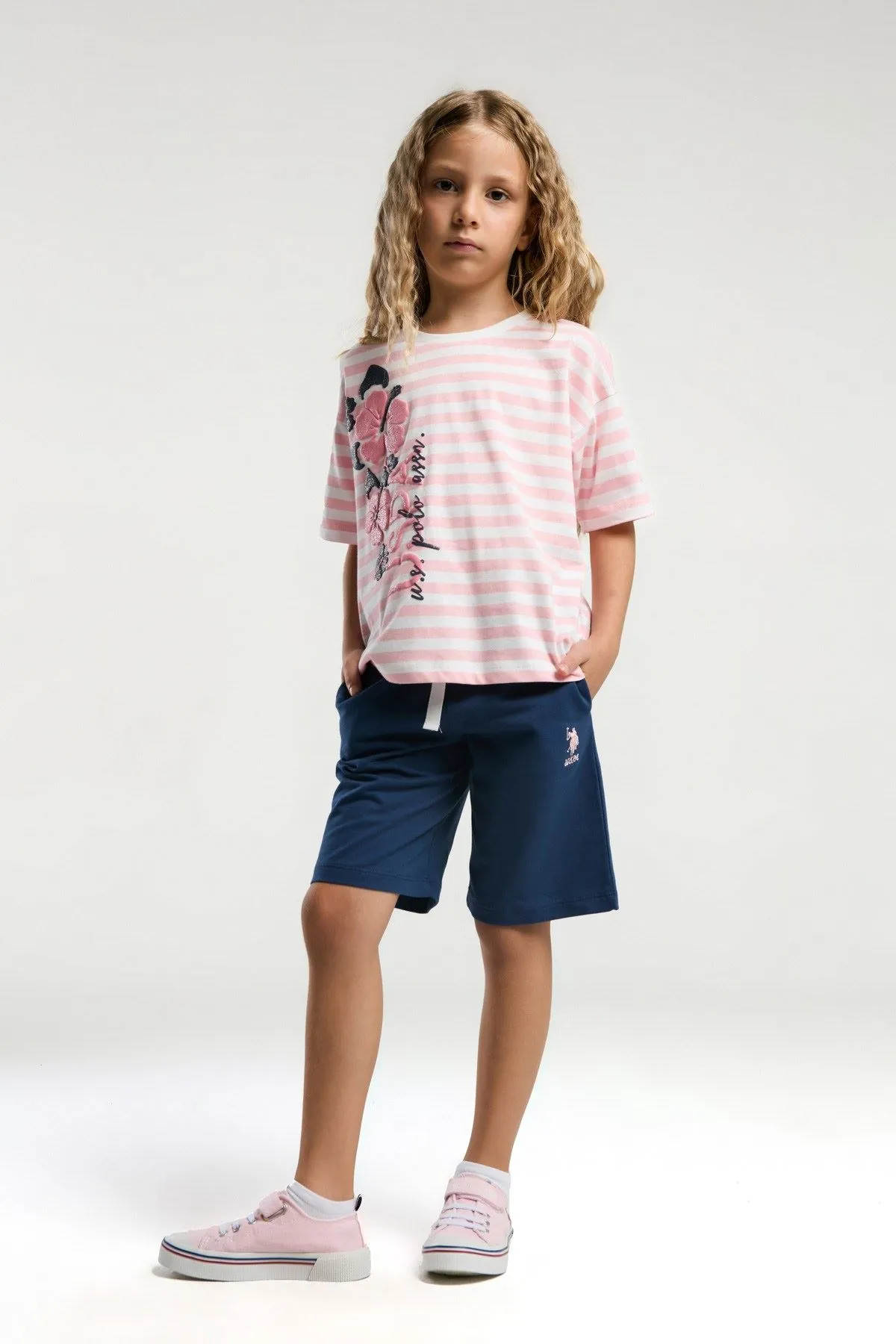 4-15 Yaş Lisanslı  Us Polo Assn Kız Çocuk Takım-Somon