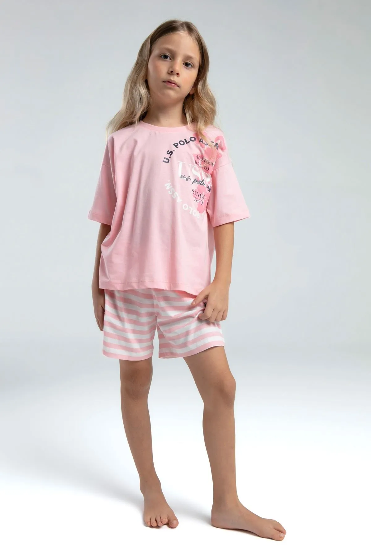4-15 Yaş Lisanslı Us Polo Assn Kız Çocuk Takım-Pembe