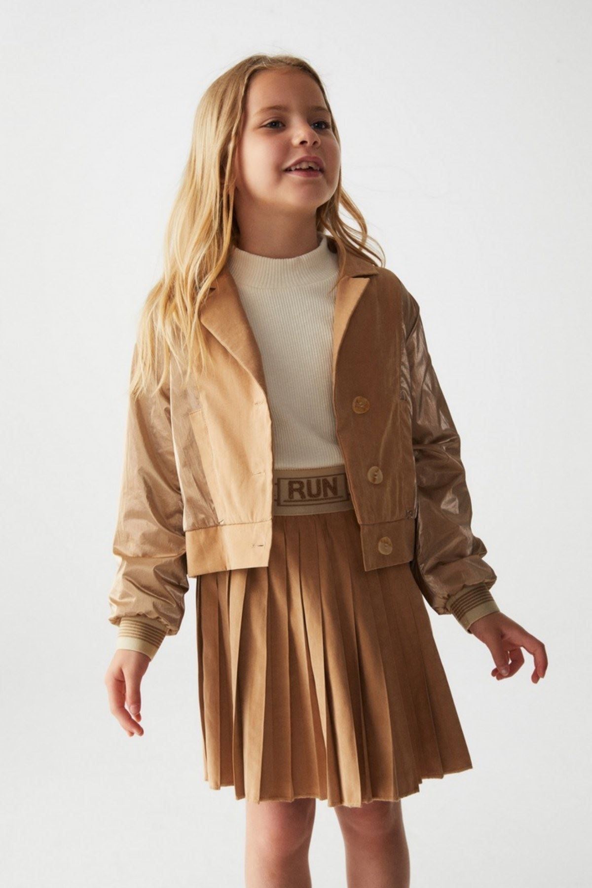 4-8 Yaş BUTTERLY MAGAZA Kız Çocuk Ceket-Karamel