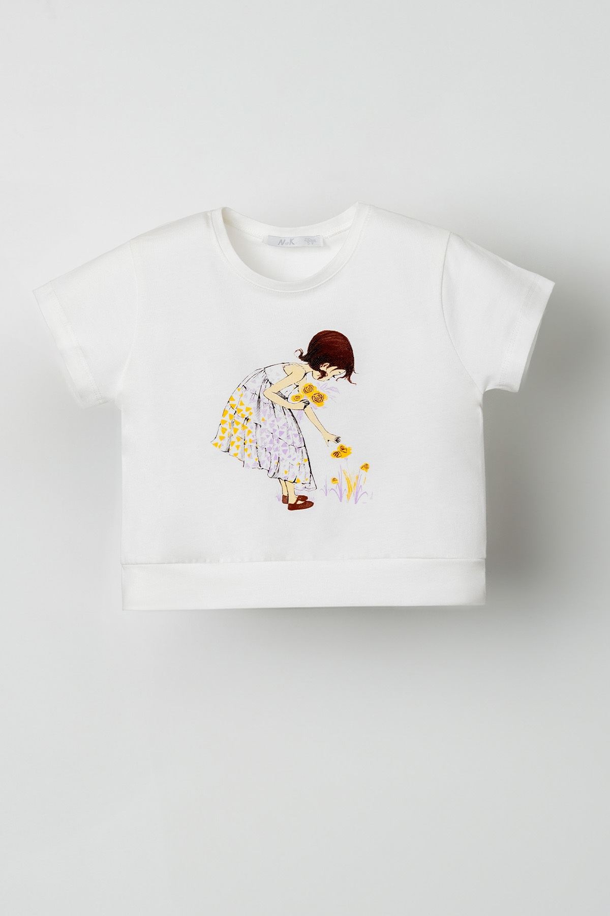 4-8 Yaş Adı Şahane Kız Çocuk T-Shirt-Ekru