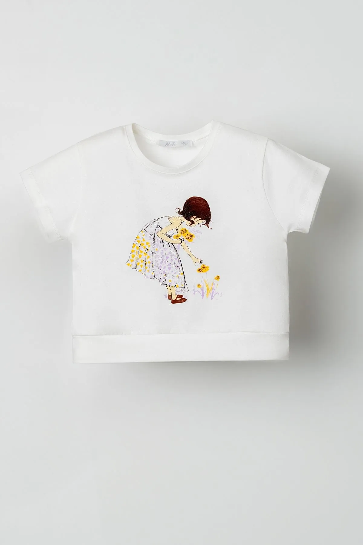 4-8 Yaş Adı Şahane Kız Çocuk T-Shirt-Ekru