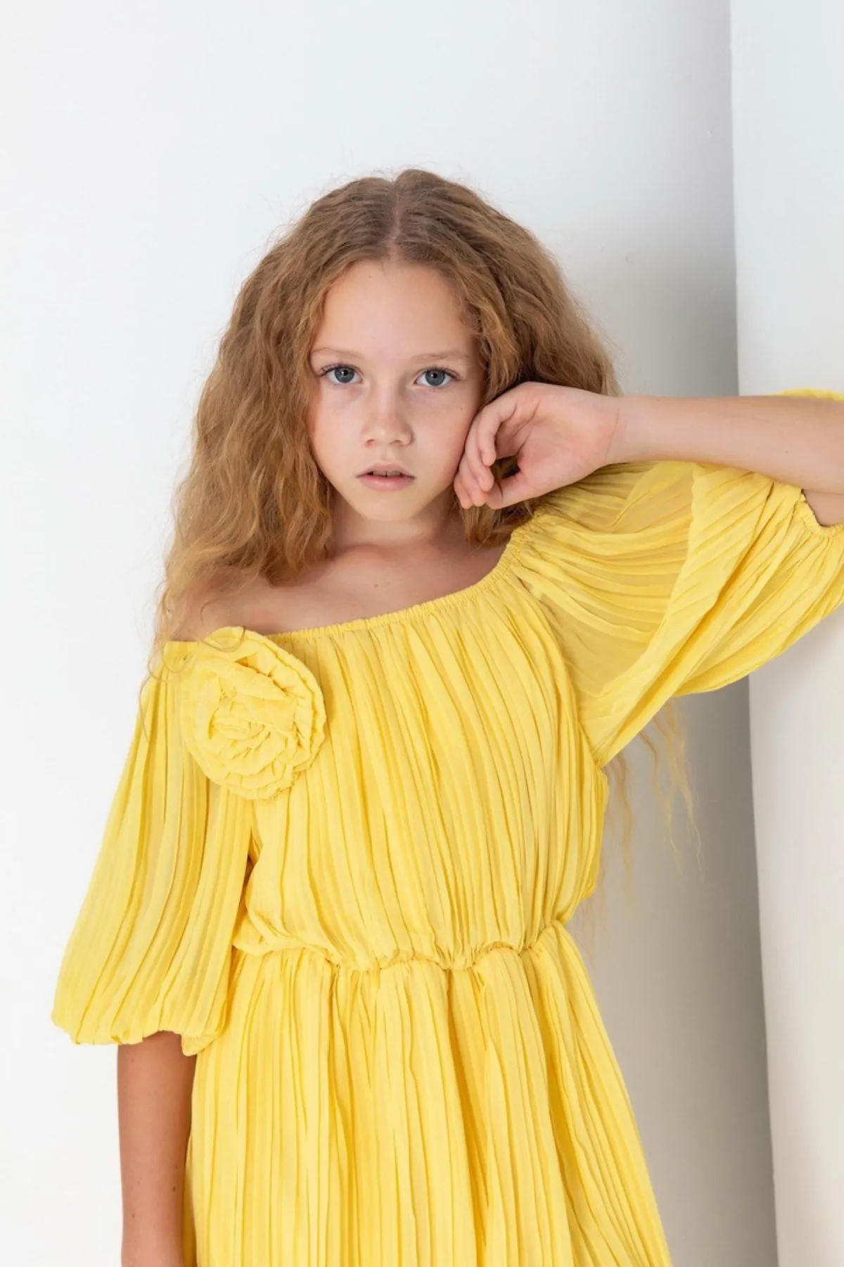8-15 Yaş Moncton Kız Çocuk Elbise-Limon