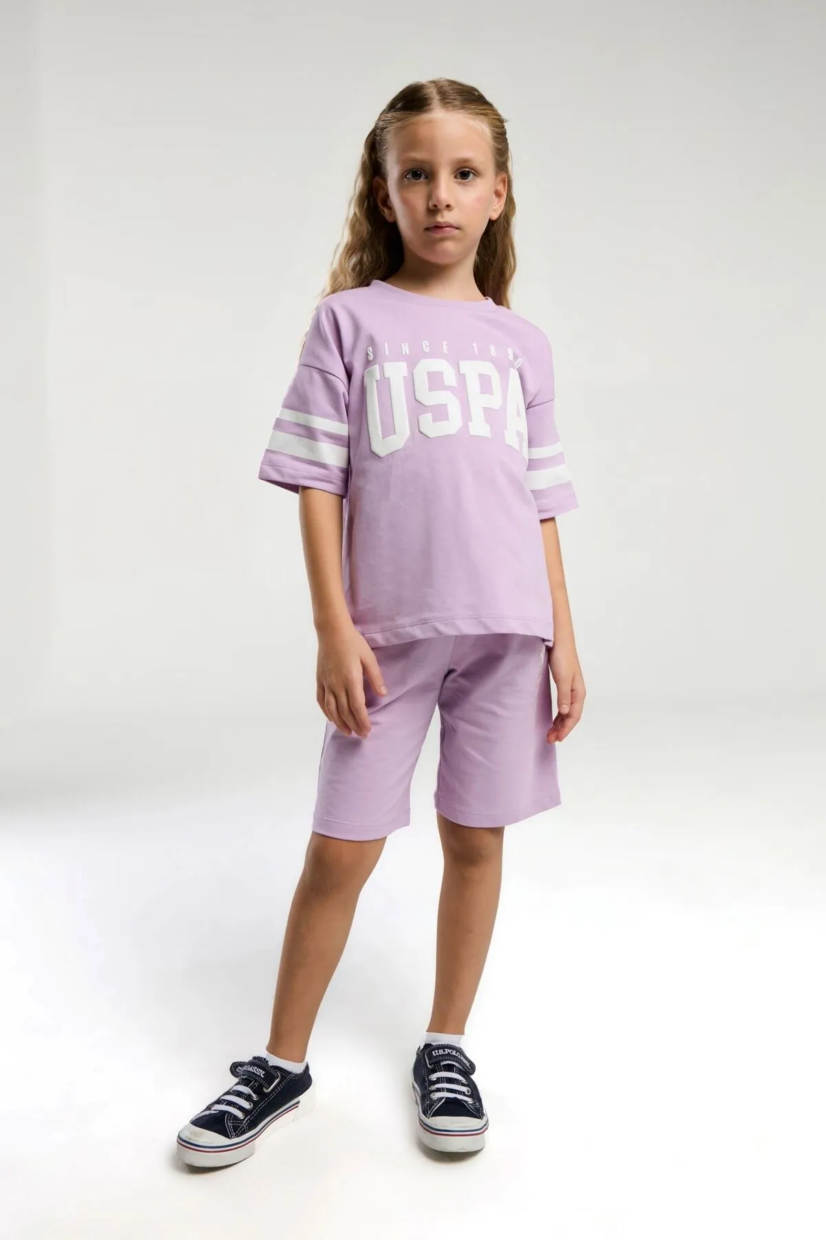 4-15 Yaş Lisanslı Us Polo ASSN Kız Çocuk Takım-Lila