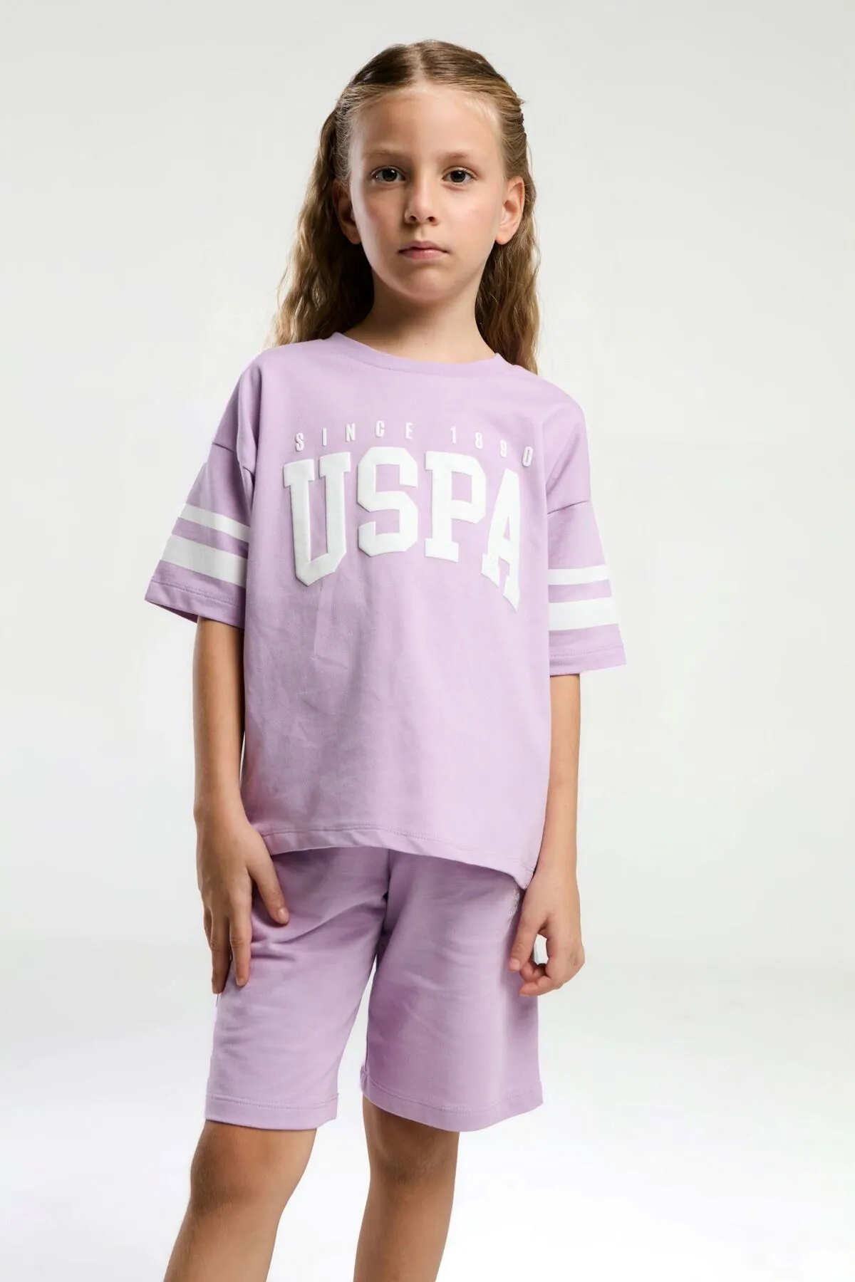 4-15 Yaş Lisanslı Us Polo ASSN Kız Çocuk Takım-Lila