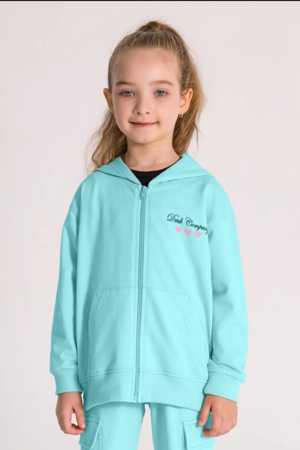 3-8 Yaş Happy Colors Kız Çocuk Hırka-Turkuaz