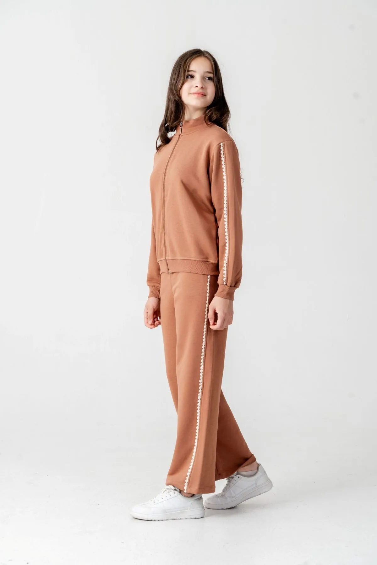 8-12 Yaş Berceste Soft Kız Çocuk Takım-Mocca