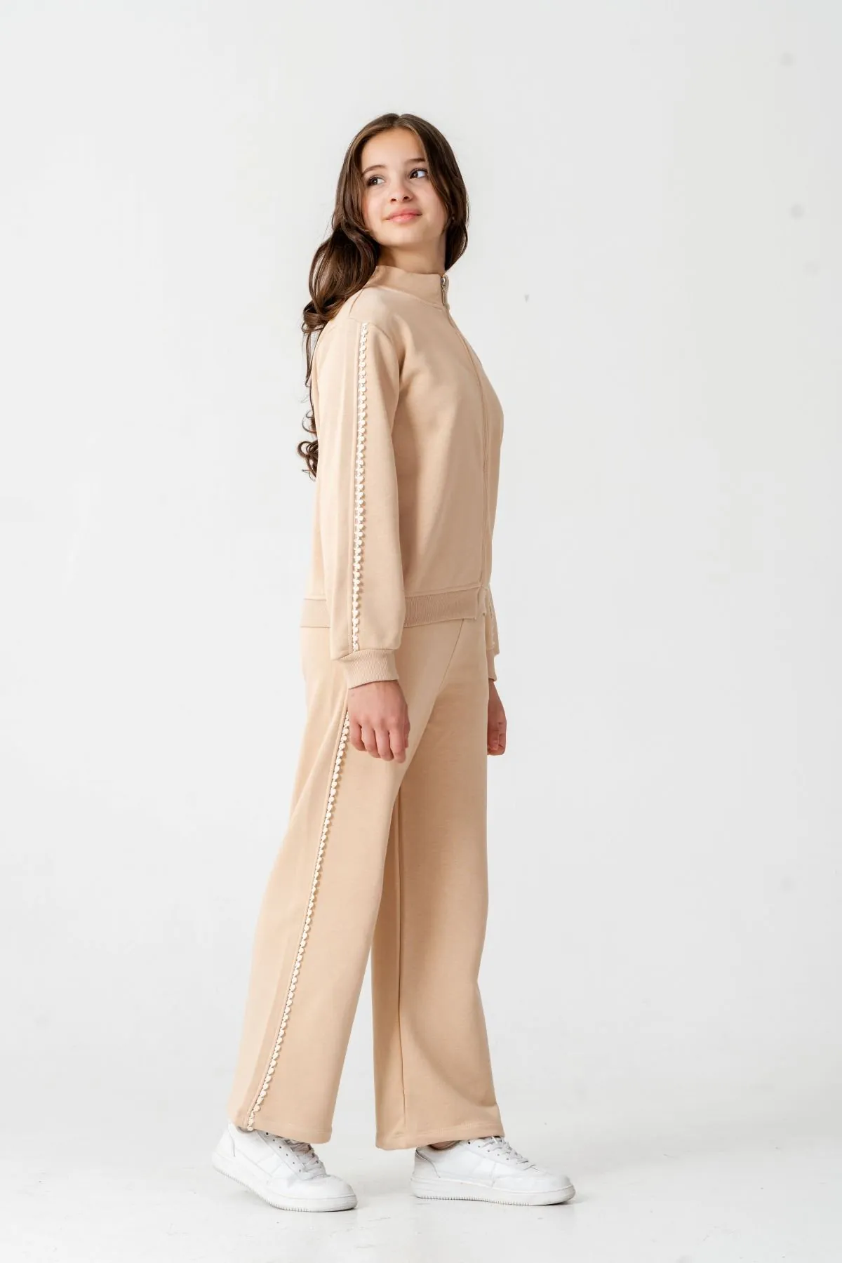 8-12 Yaş Berceste Soft Kız Çocuk Takım-Latte