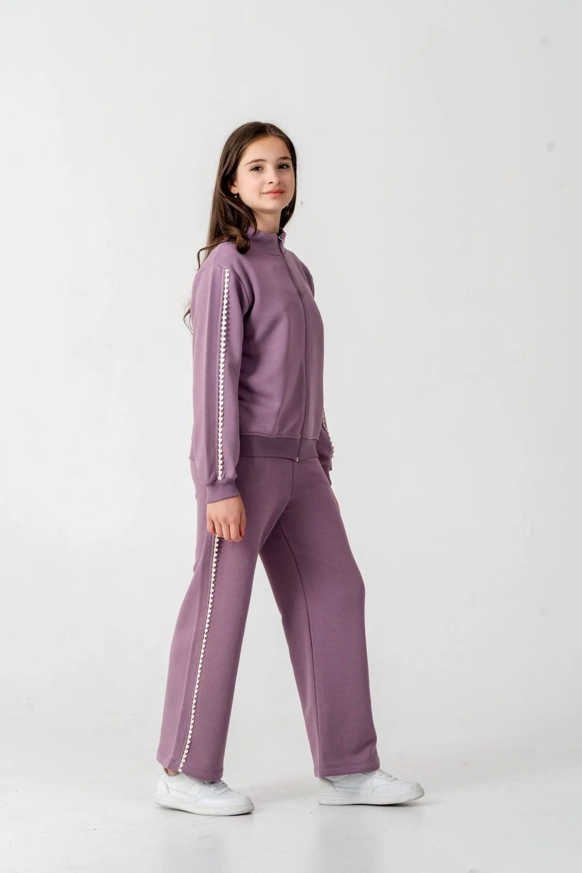 8-12 Yaş Berceste Soft Kız Çocuk Takım-Mor