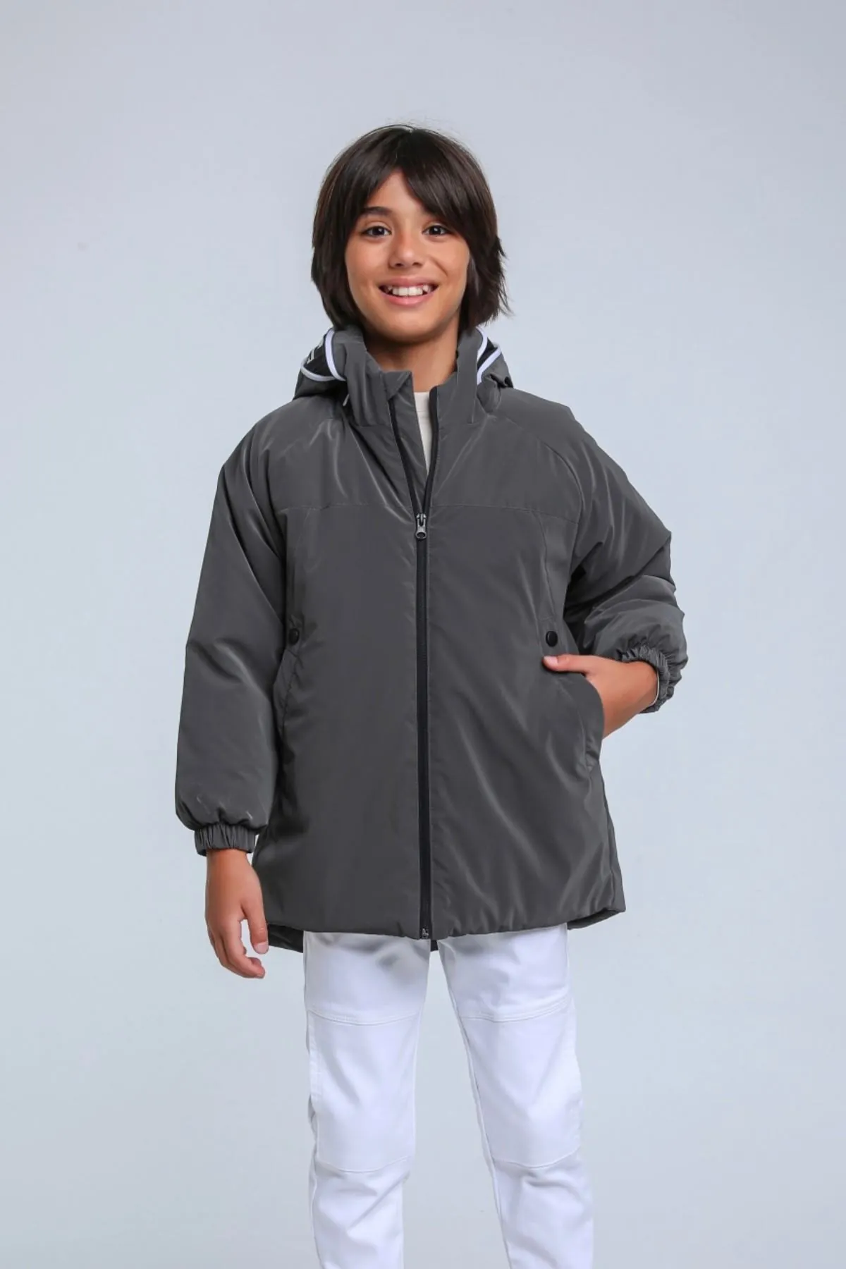 8-14 Yaş Jack Luxery Erkek Çocuk Mont-Antrasit
