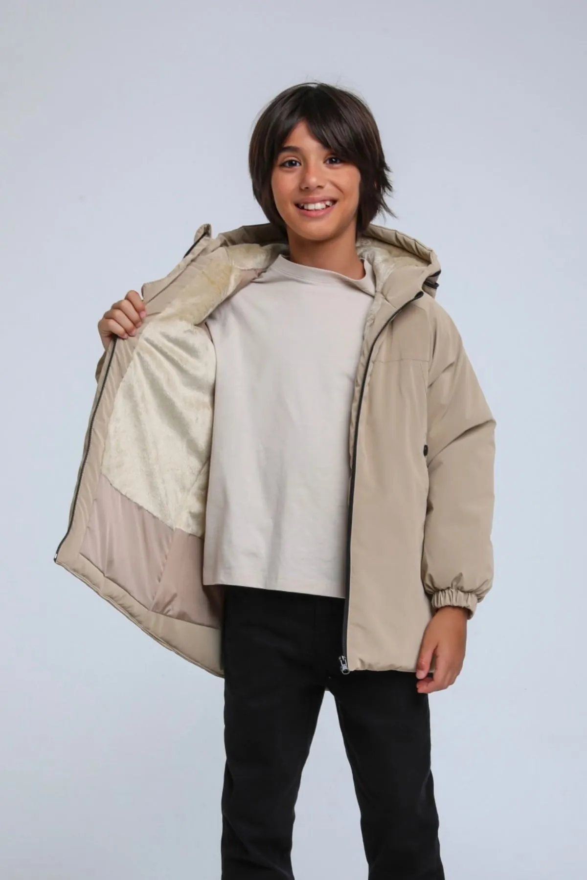 8-14 Yaş Jack Luxery Erkek Çocuk Mont-Latte