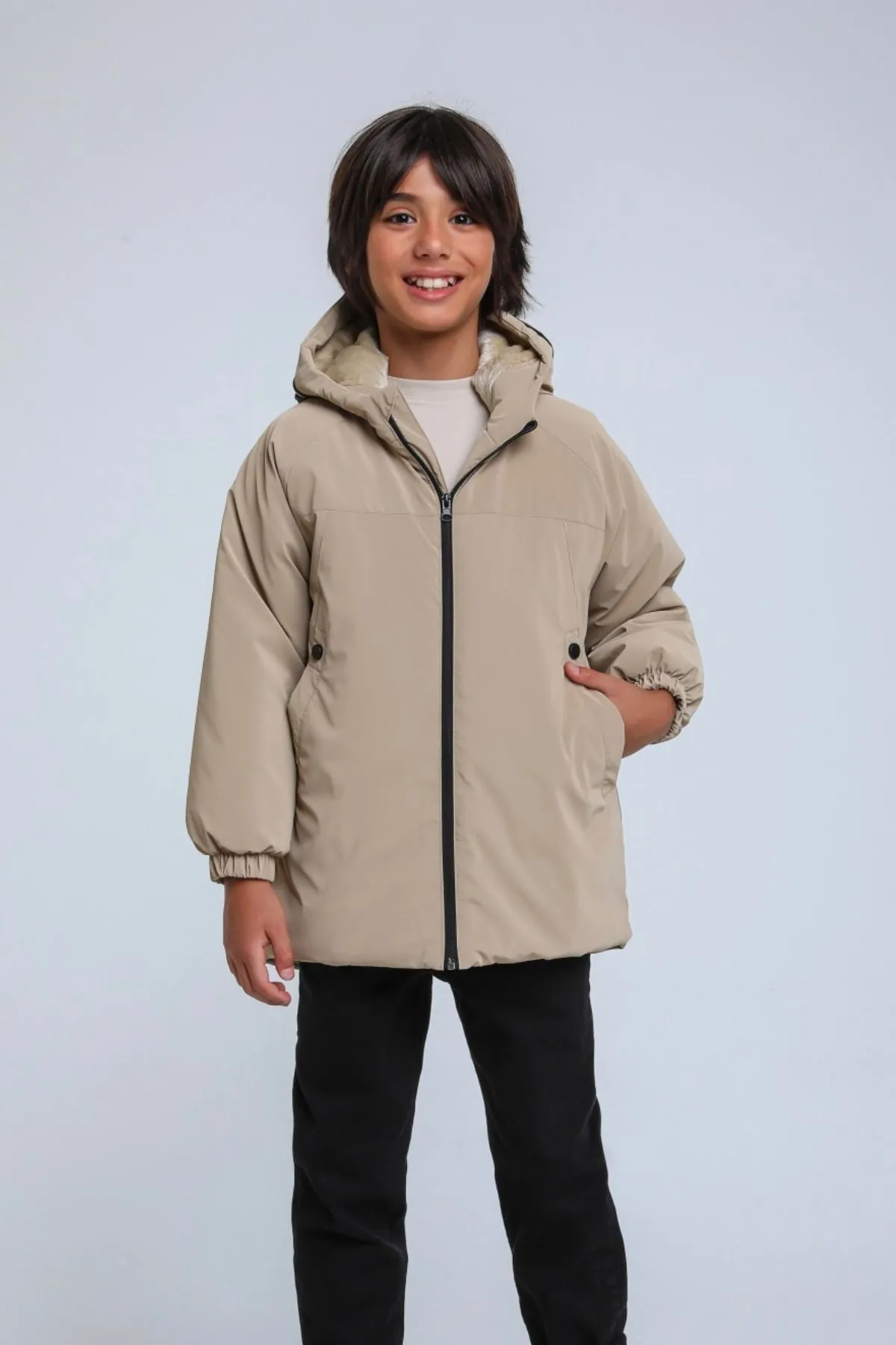 8-14 Yaş Jack Luxery Erkek Çocuk Mont-Latte