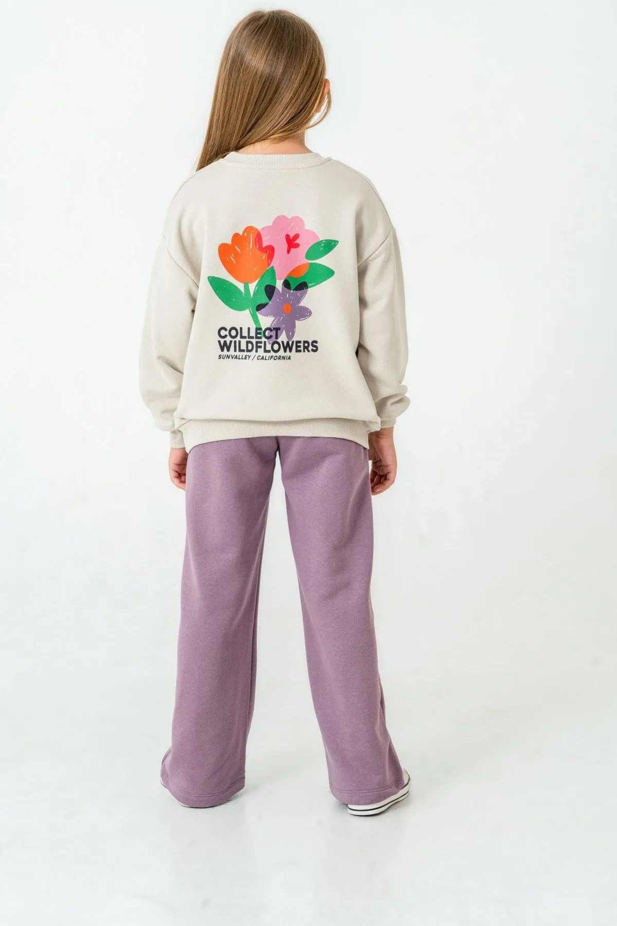 5-9 Yaş Collect Flowers Kız Çocuk Takım-Uzay Grisi