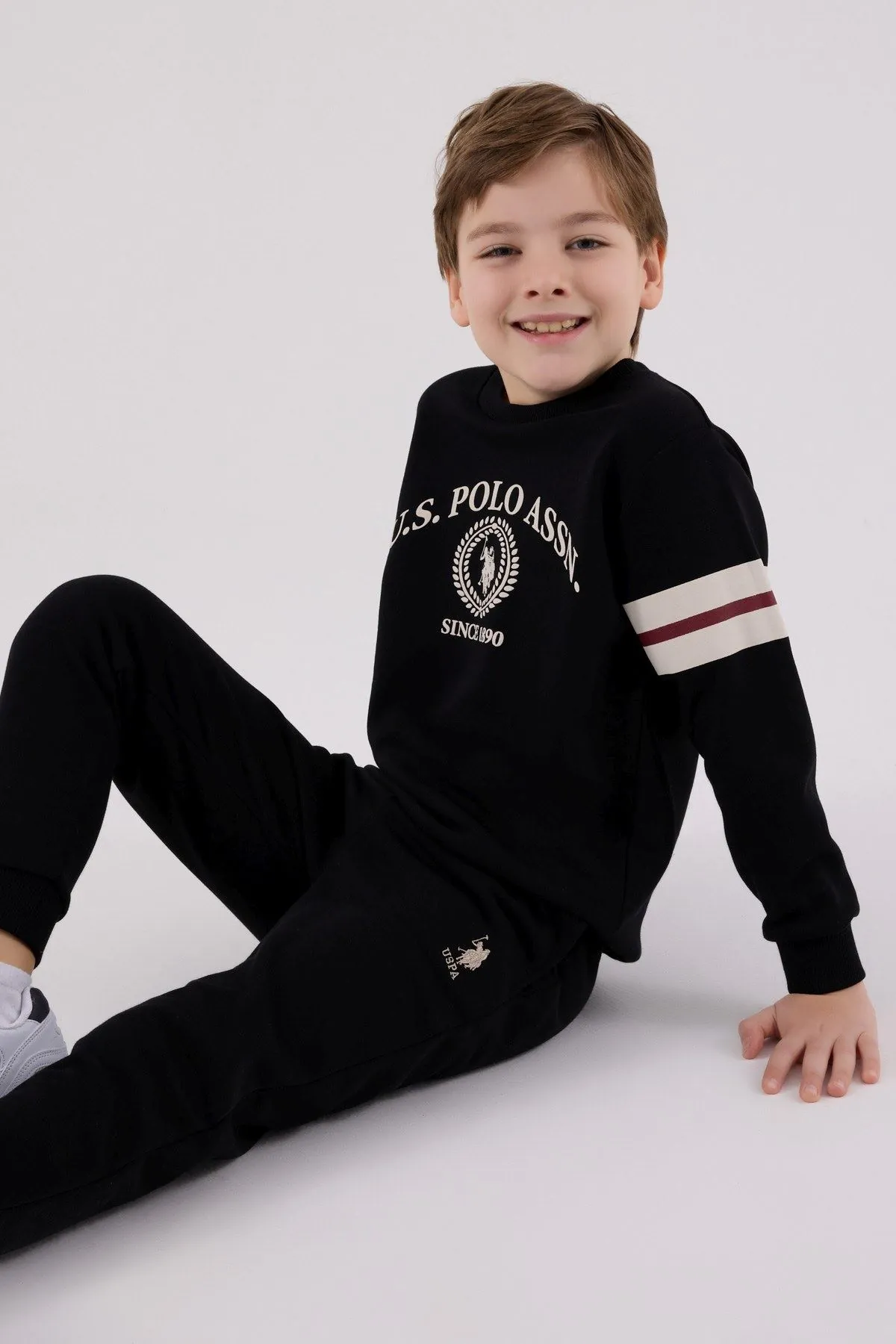 4-15 Yaş Lisanslı Us Polo Assn Erkek Çocuk Takım-Siyah