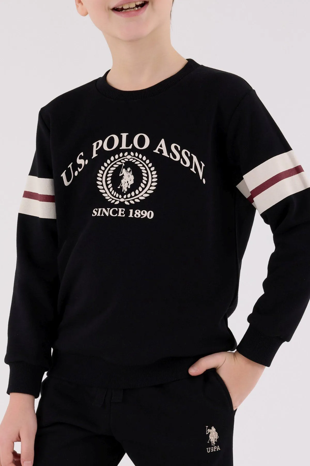 4-15 Yaş Lisanslı Us Polo Assn Erkek Çocuk Takım-Siyah