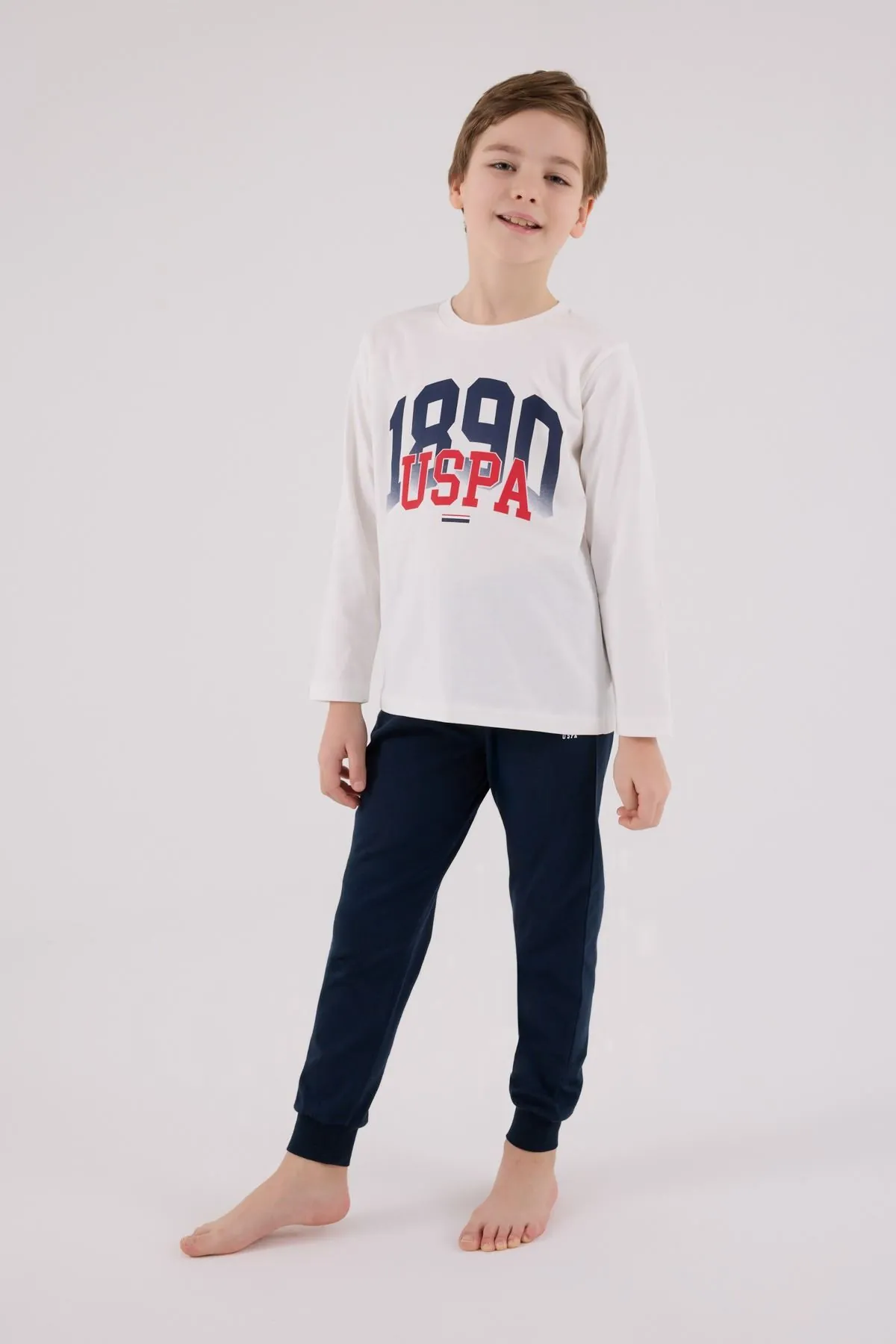 4-15 Yaş Lisanslı Us Polo Assn Erkek Çocuk Takım-Ekru