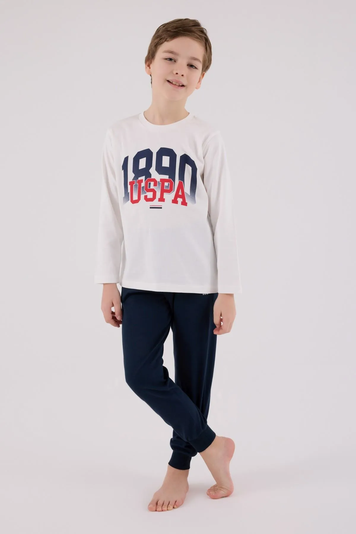 4-15 Yaş Lisanslı Us Polo Assn Erkek Çocuk Takım-Ekru