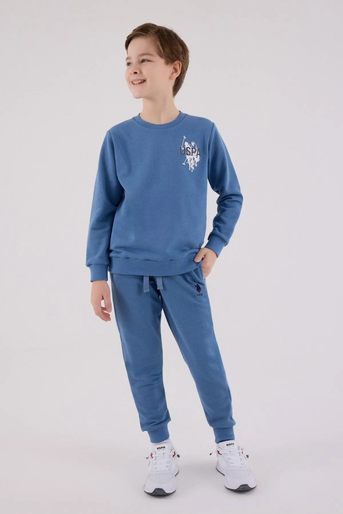 4-15 Yaş Lisanslı Us Polo Assn Erkek Çocuk Takım-Mavi