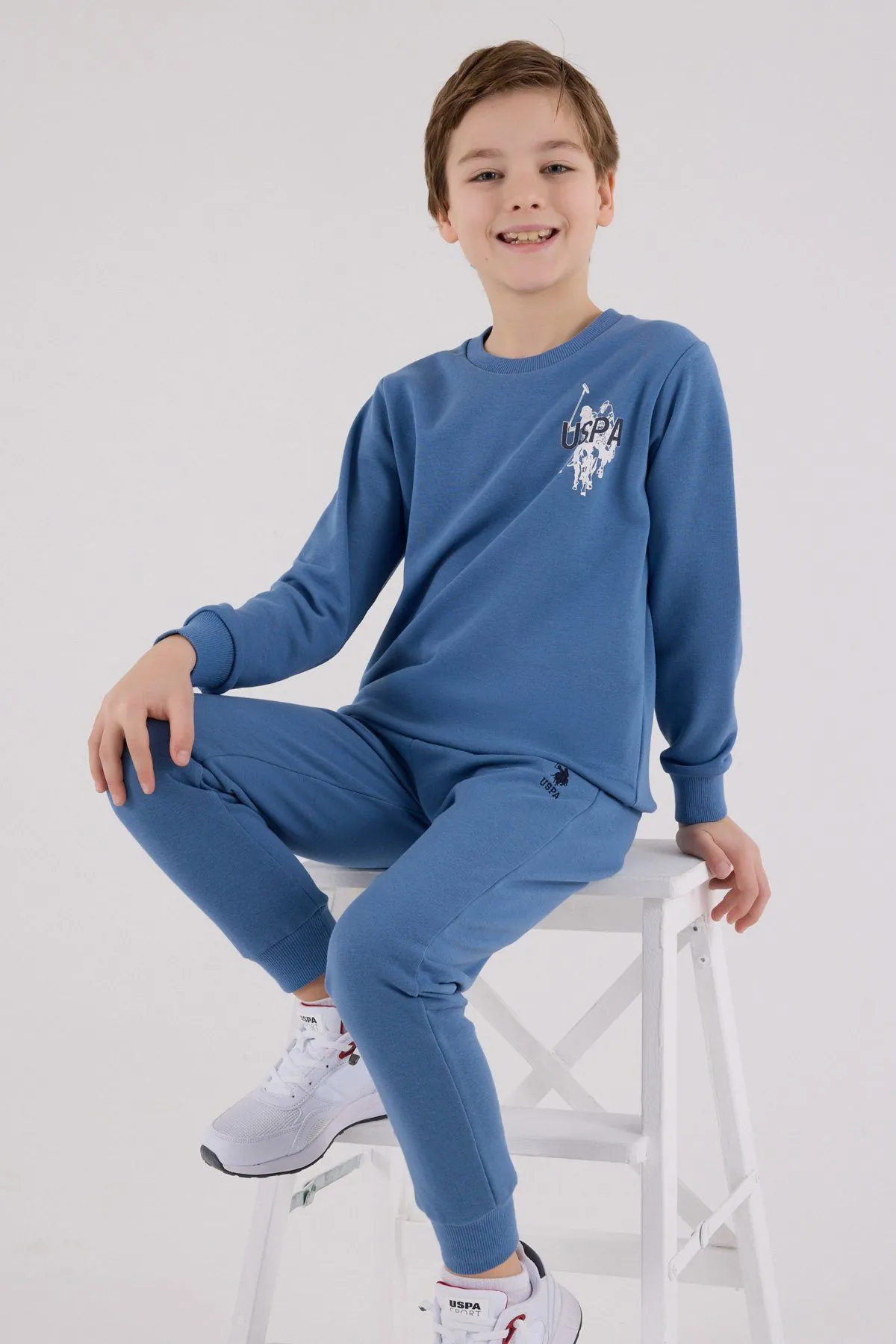 4-15 Yaş Lisanslı Us Polo Assn Erkek Çocuk Takım-Mavi