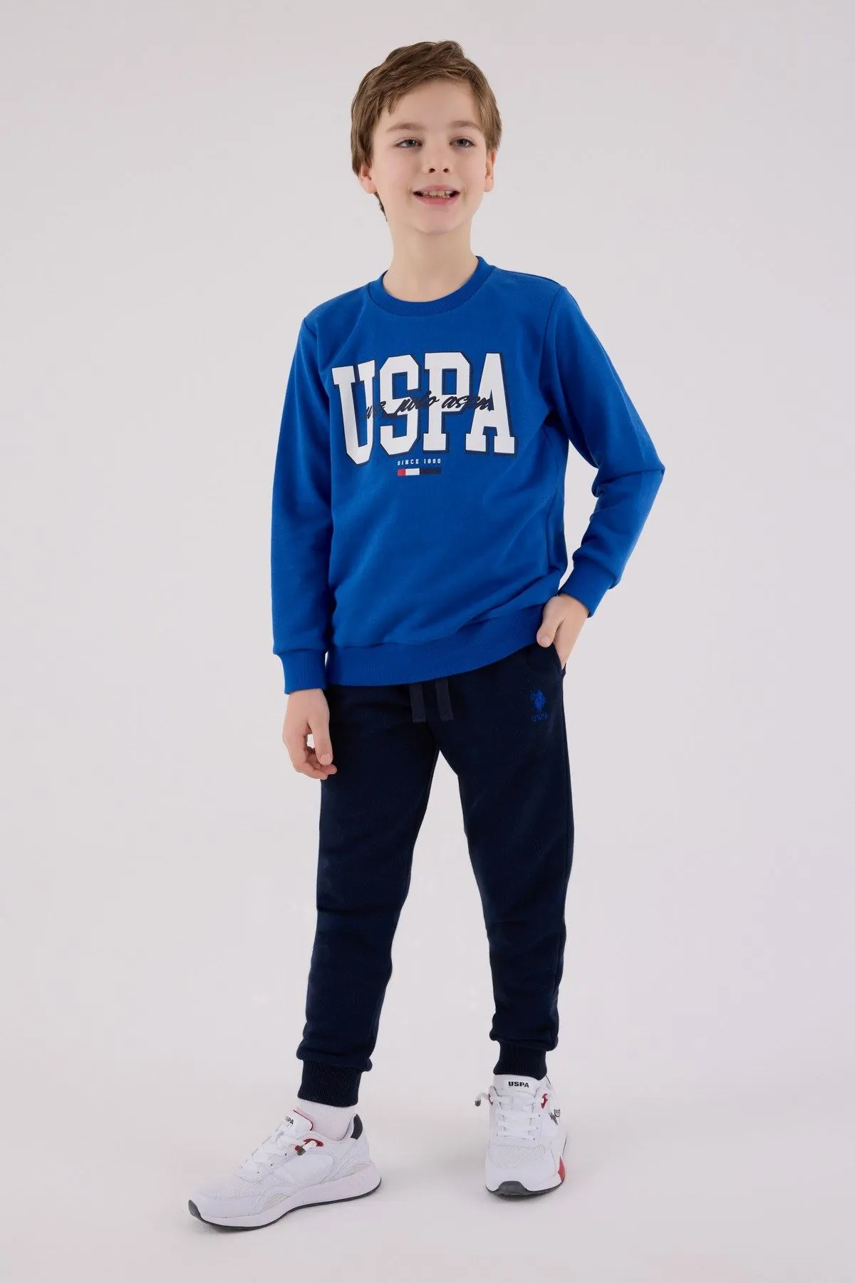 4-15 Yaş Lisanslı Us Polo Assn Erkek Çocuk Takım-Saks