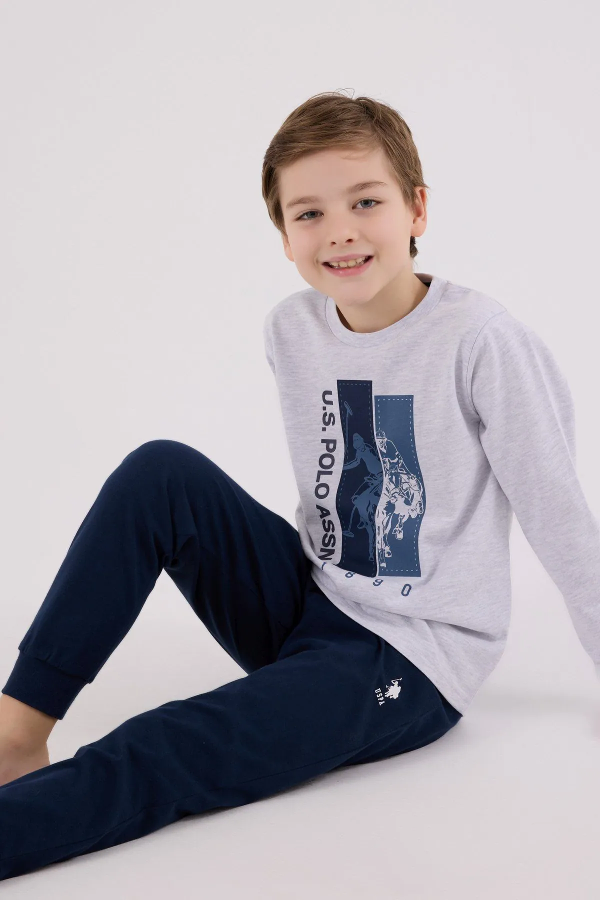 4-15 Yaş Lisanslı Us Polo Assn Erkek Çocuk Takım-Uzay Grisi