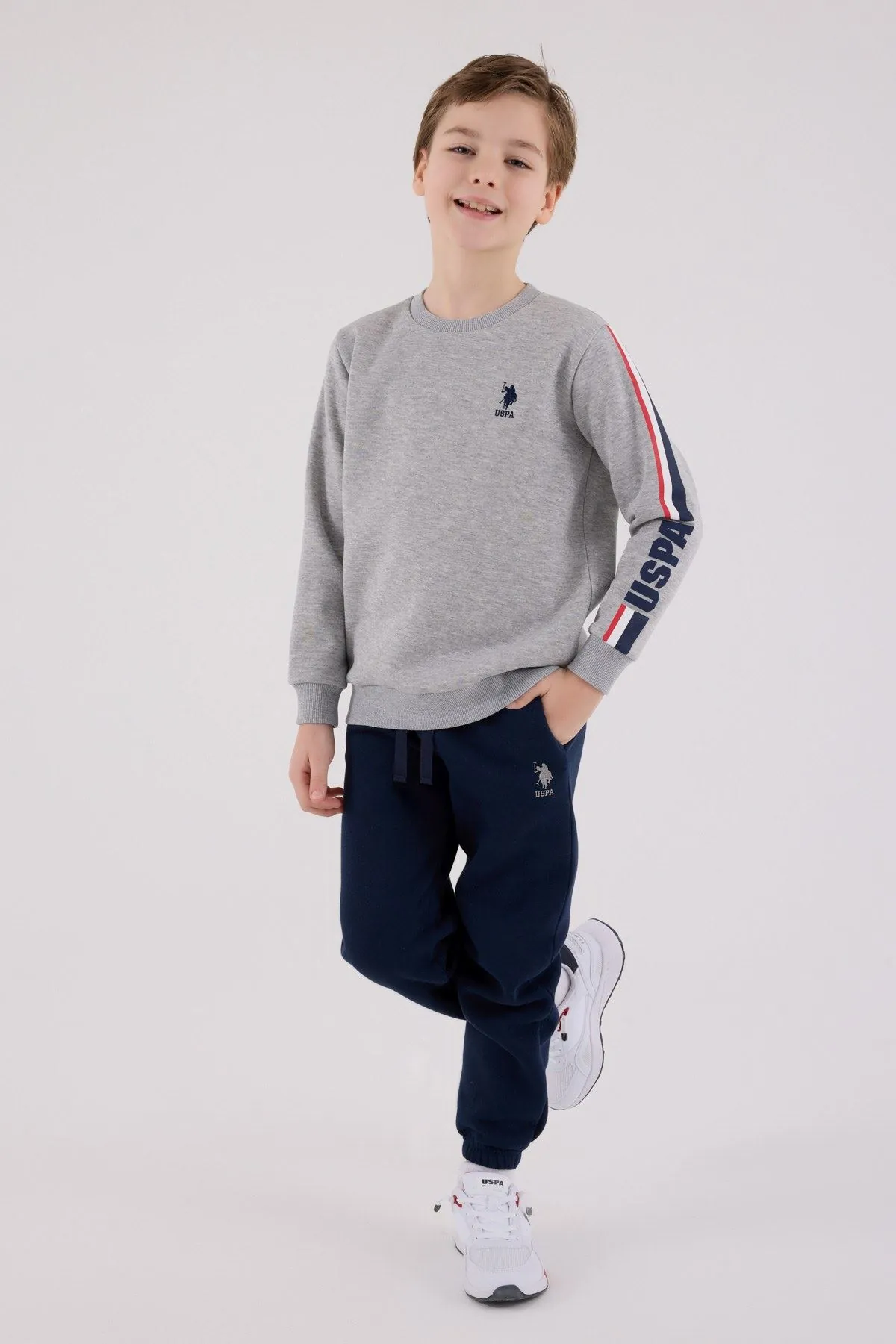 4-15 Yaş Lisanslı Us Polo Assn Erkek Çocuk Takım-Uzay Grisi