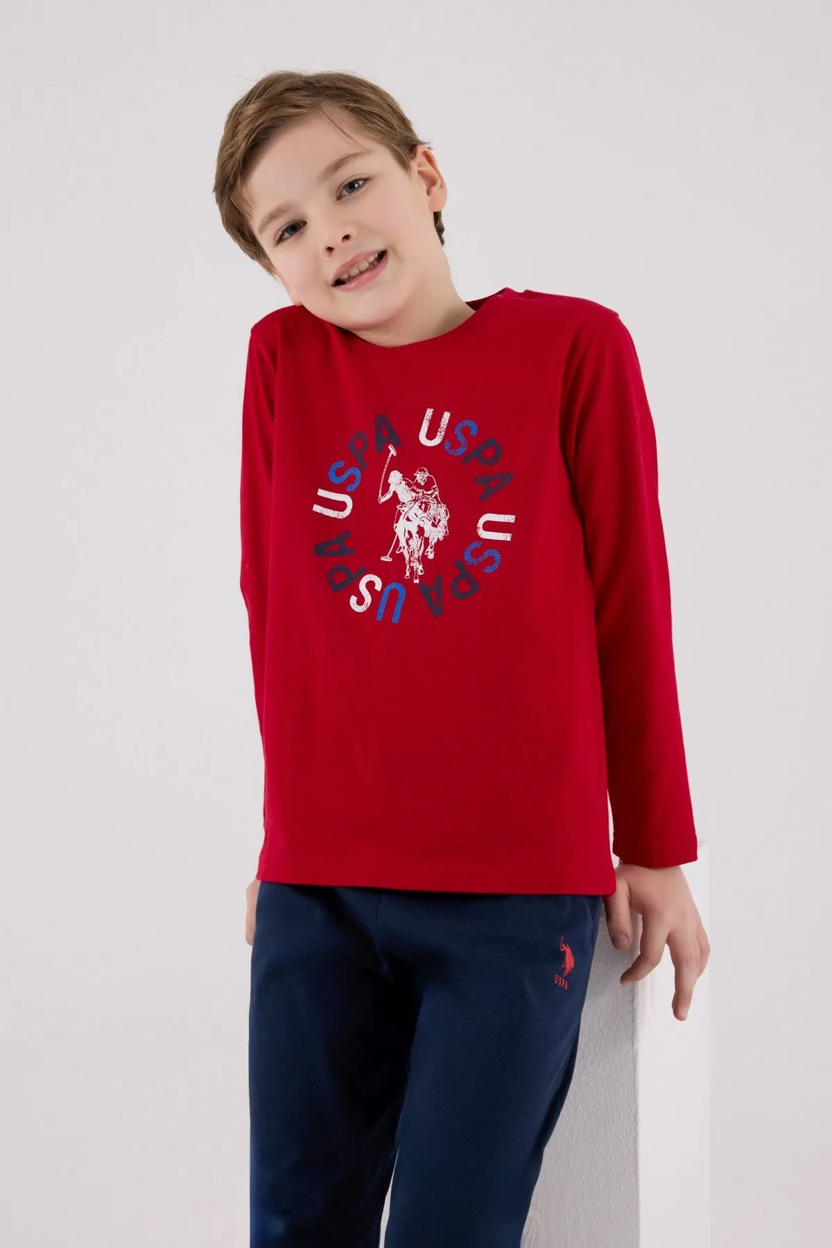 4-15 Yaş Lisanslı Us Polo Assn Erkek Çocuk Takım-Kırmızı