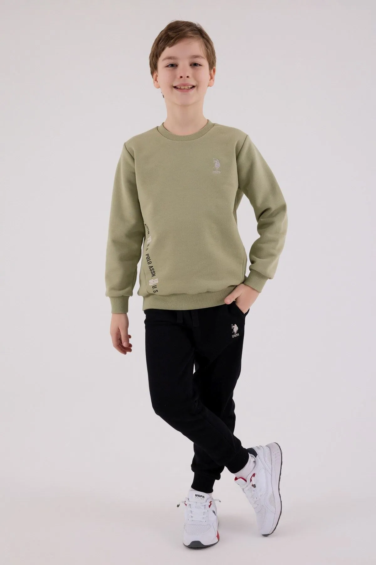 4-15 Yaş Lisanslı Us Polo Assn Erkek Çocuk Takım-Haki