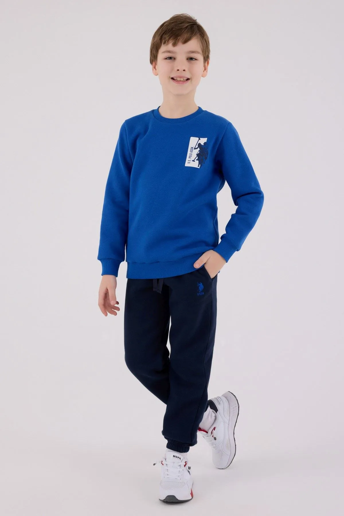 4-15 Yaş Lisanslı Us Polo Assn Erkek Çocuk Takım-Saks
