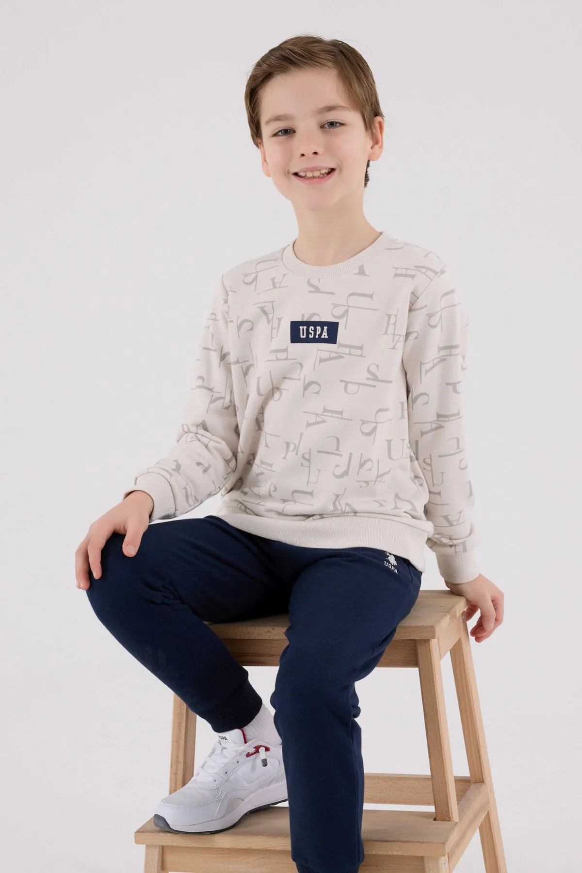 4-15 Yaş Lisanslı Us Polo Assn Erkek Çocuk Takım-Latte