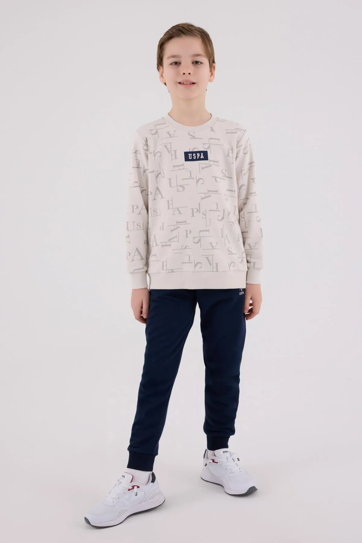 4-15 Yaş Lisanslı Us Polo Assn Erkek Çocuk Takım-Latte