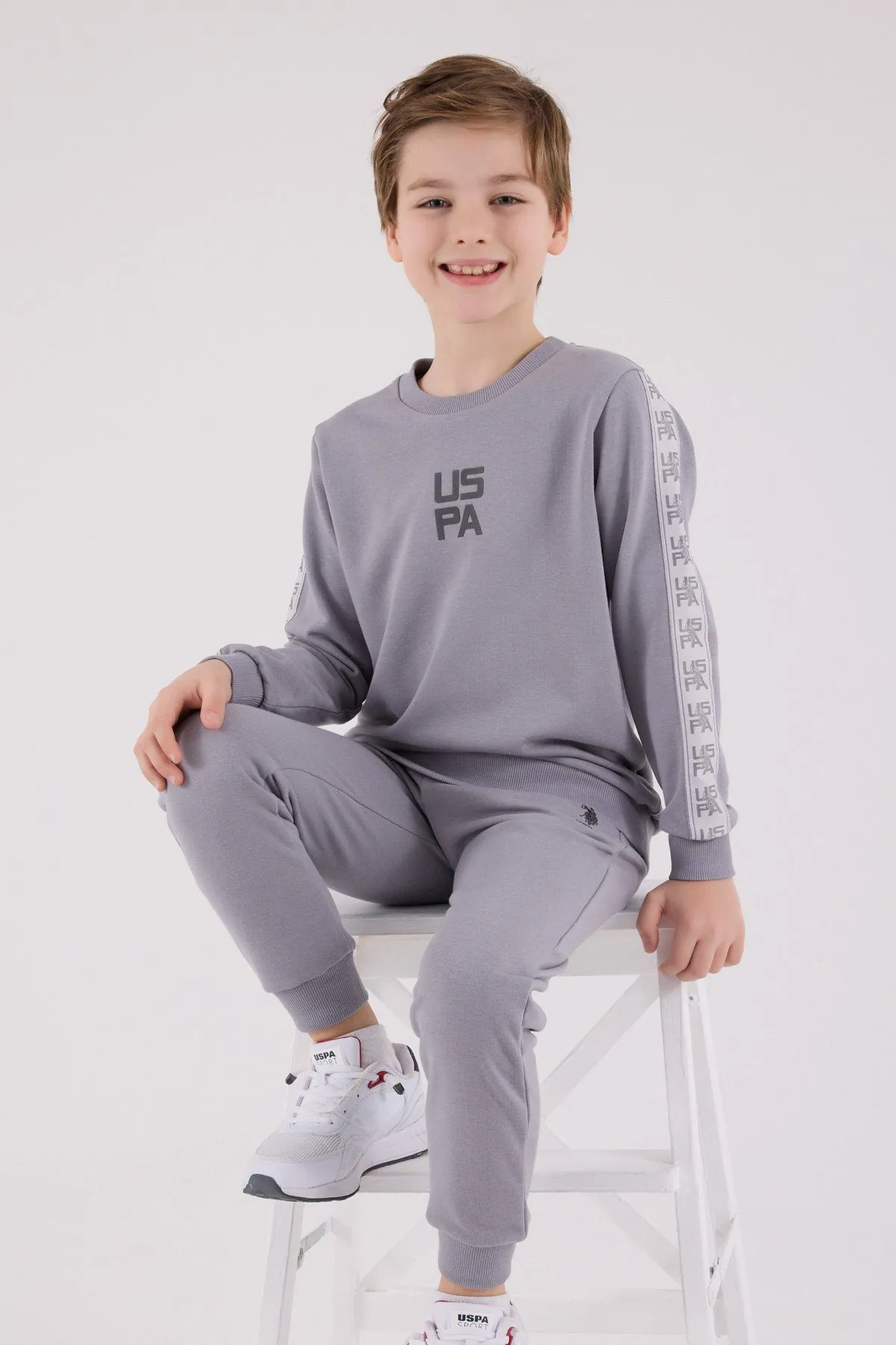 4-15 Yaş Lisanslı Us Polo Assn Erkek Çocuk Takım-Uzay Grisi