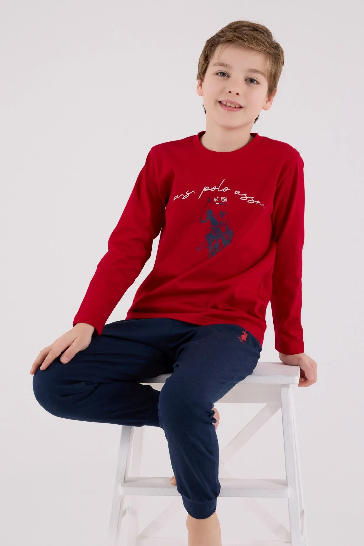 4-15 Yaş Lisanslı Us Polo Assn Erkek Çocuk Takım-Kırmızı