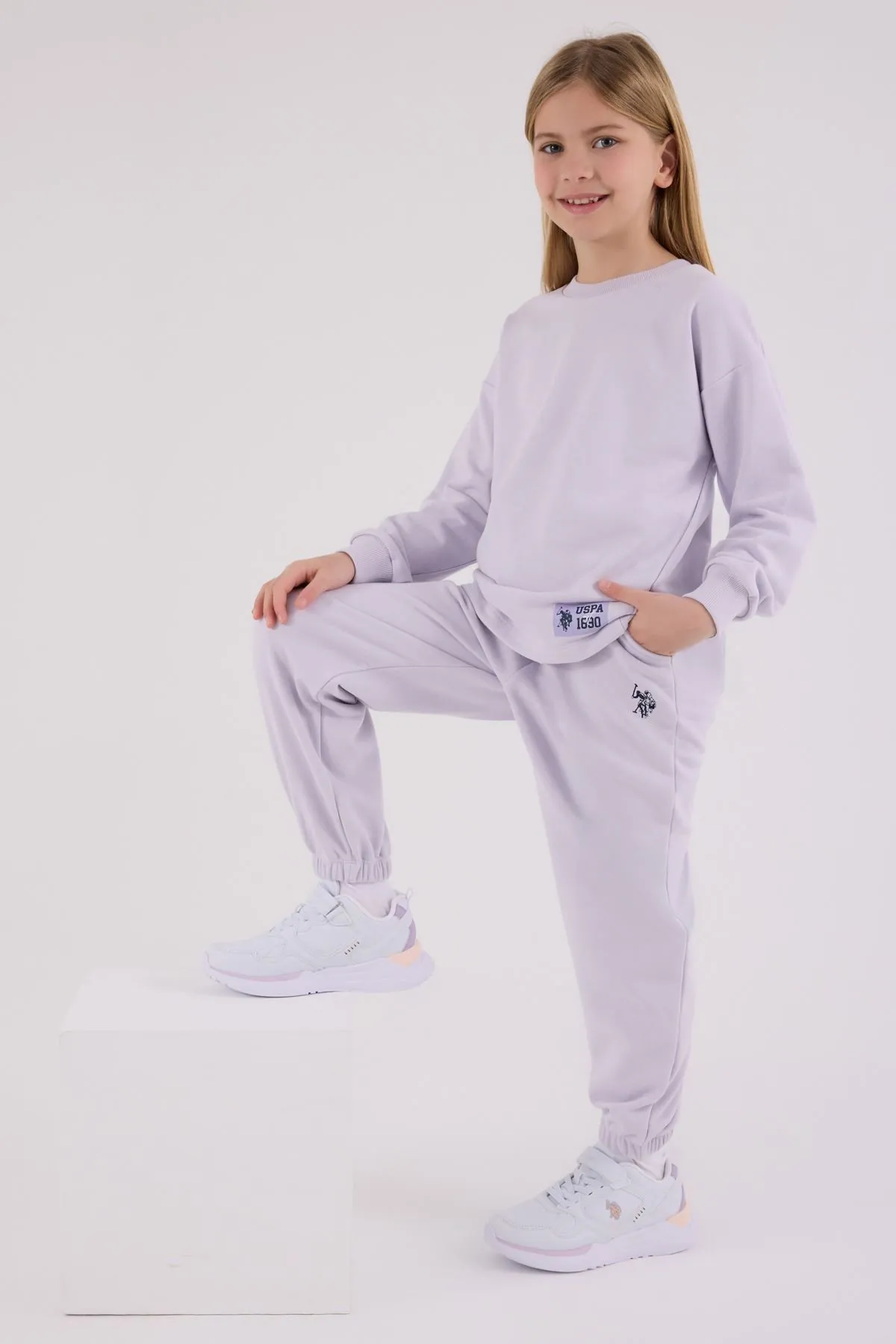4-15 Yaş Lisanslı Us Polo Assn Kız Çocuk Takım-Lila