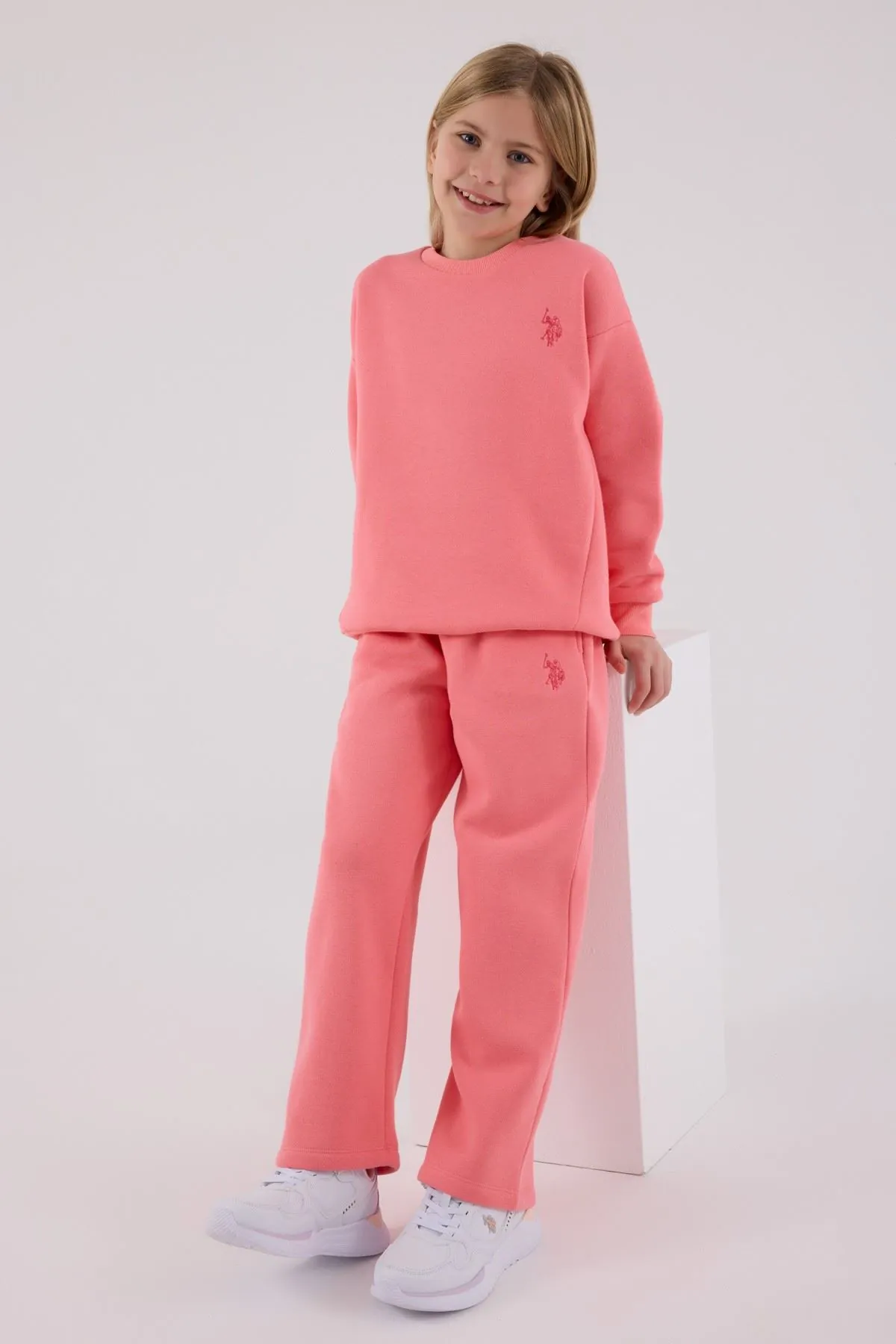 4-15 Yaş Lisanslı Us Polo Assn Kız Çocuk Takım-Pembe