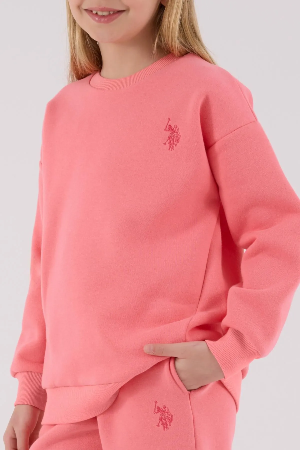 4-15 Yaş Lisanslı Us Polo Assn Kız Çocuk Takım-Pembe
