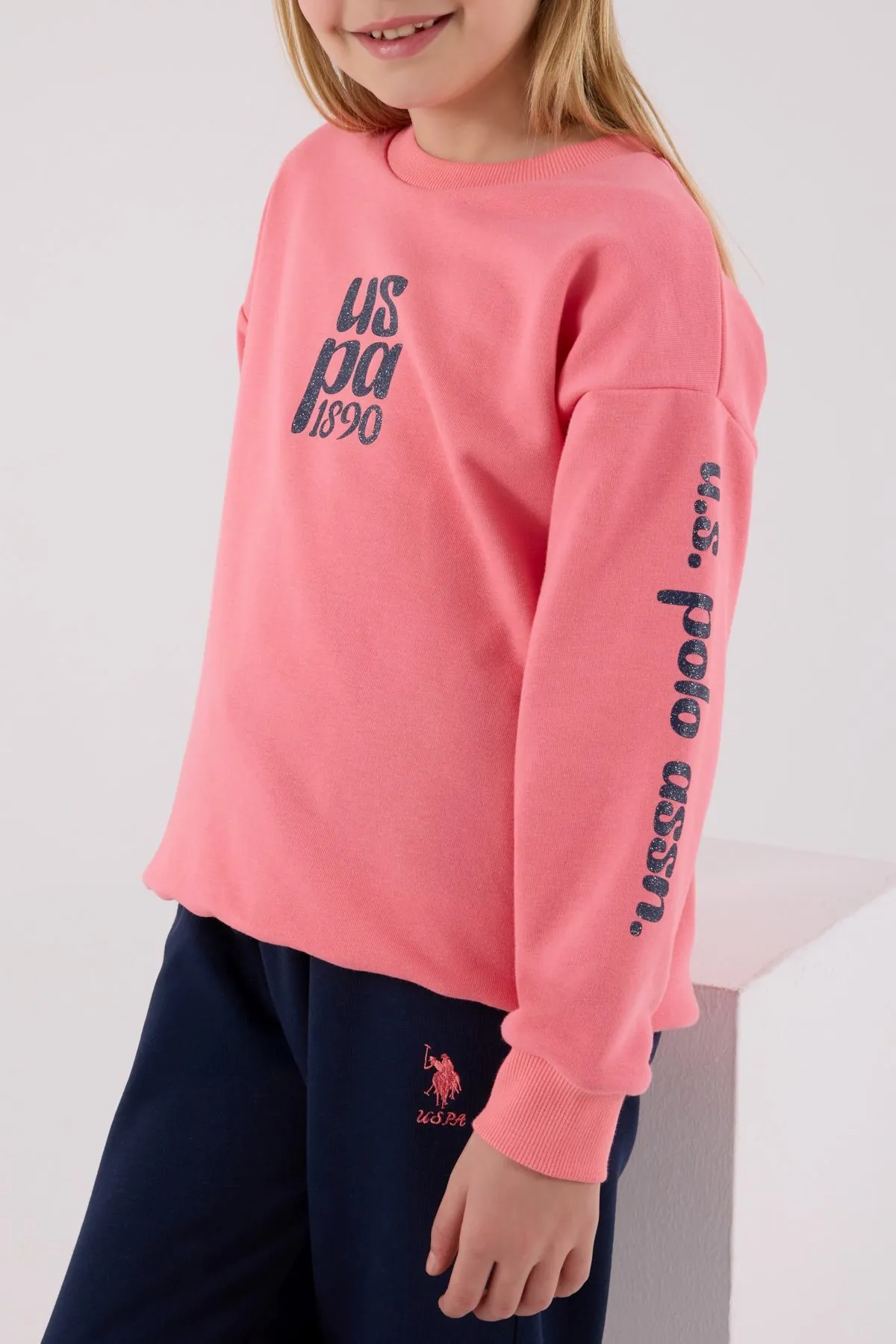 4-15 Yaş Lisanslı Us Polo Assn Kız Çocuk Takım-Pembe